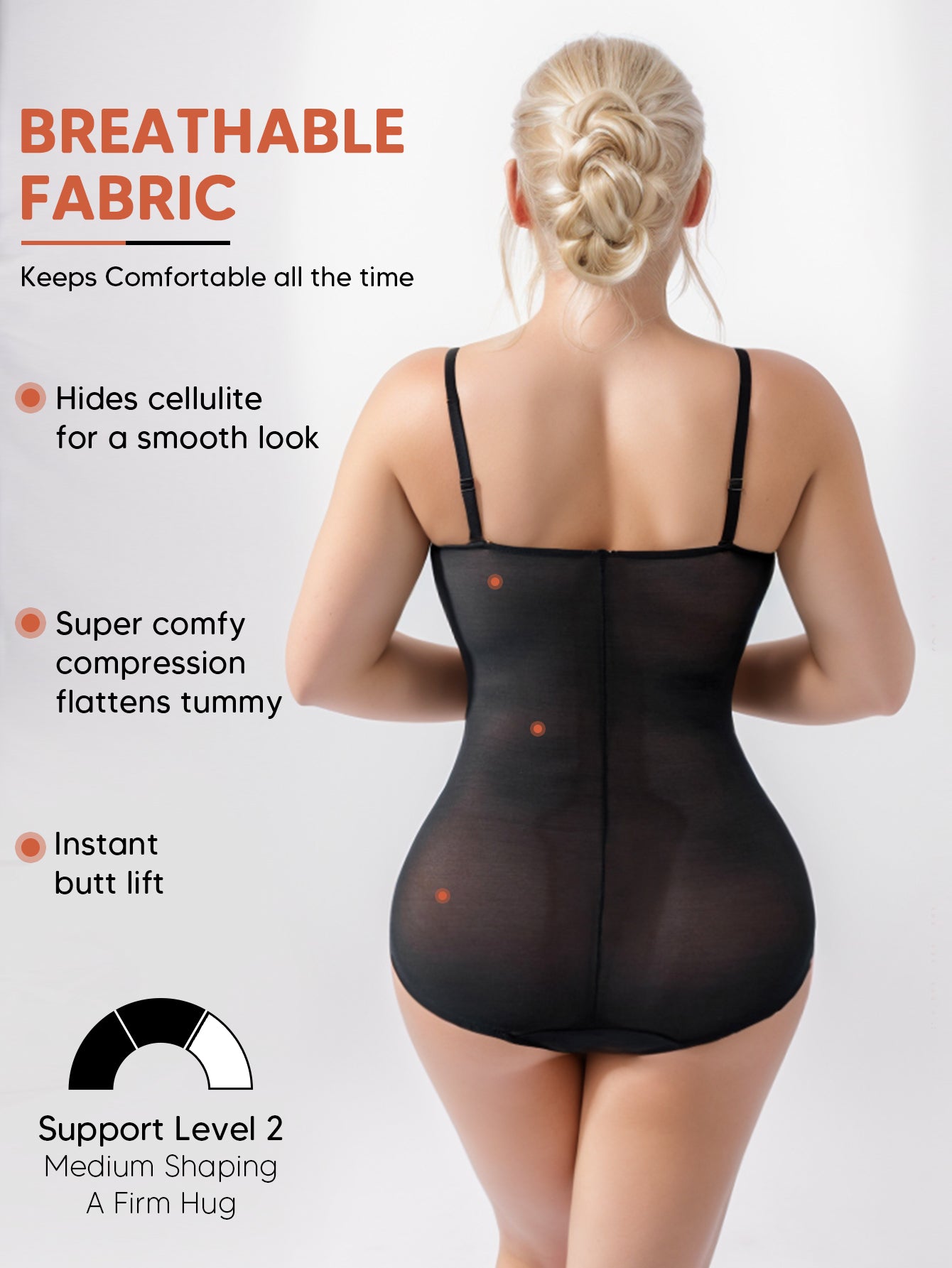 Sheer Mesh Body Shaper Tummy Control Shapewear Bodysuit V Neck Bra Leotard