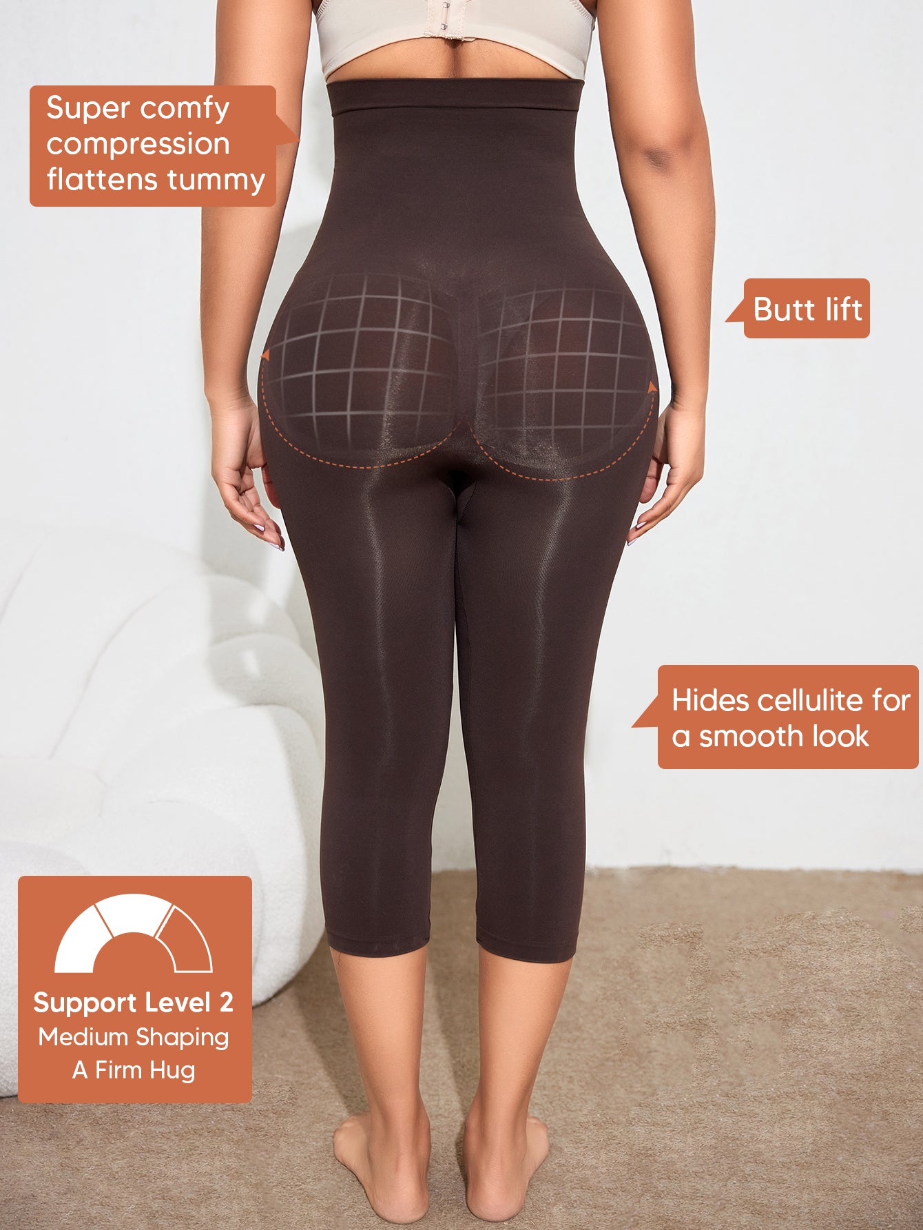 Seamless Tummy Control Compression Leggings Butt Lifting Stretchy Capri
