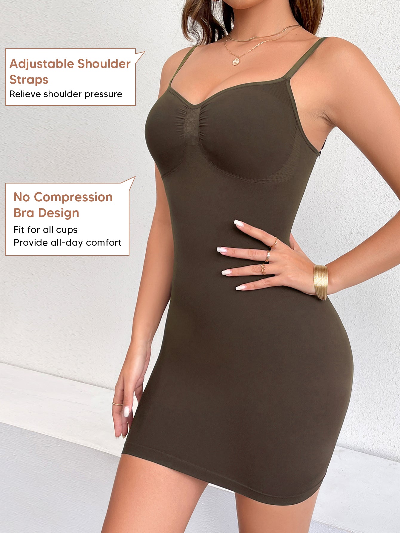 Low Back Women Body Shaper Sexy Backless Shapewear Dress With Adjustable Straps