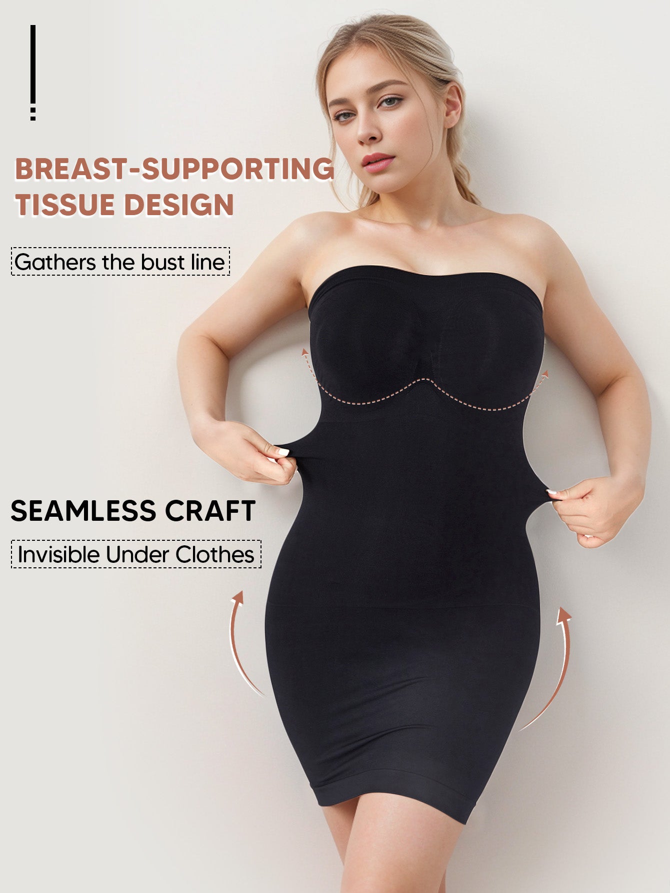 Strapless Shapewear Full Slip for Under Dresses Tummy Control Seamless Dress Slip