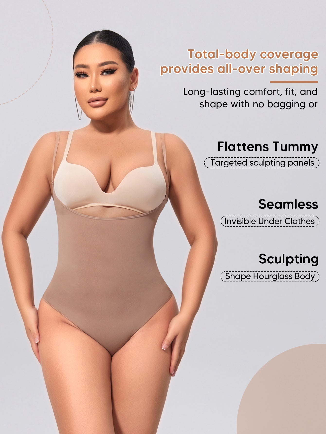 Thong Shapewear Bodysuit for Women Open Bust Sculpting Lifting Body Shaper