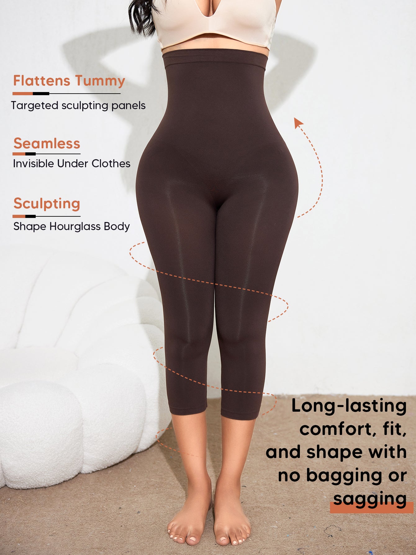 Seamless Tummy Control Compression Leggings Butt Lifting Stretchy Capri