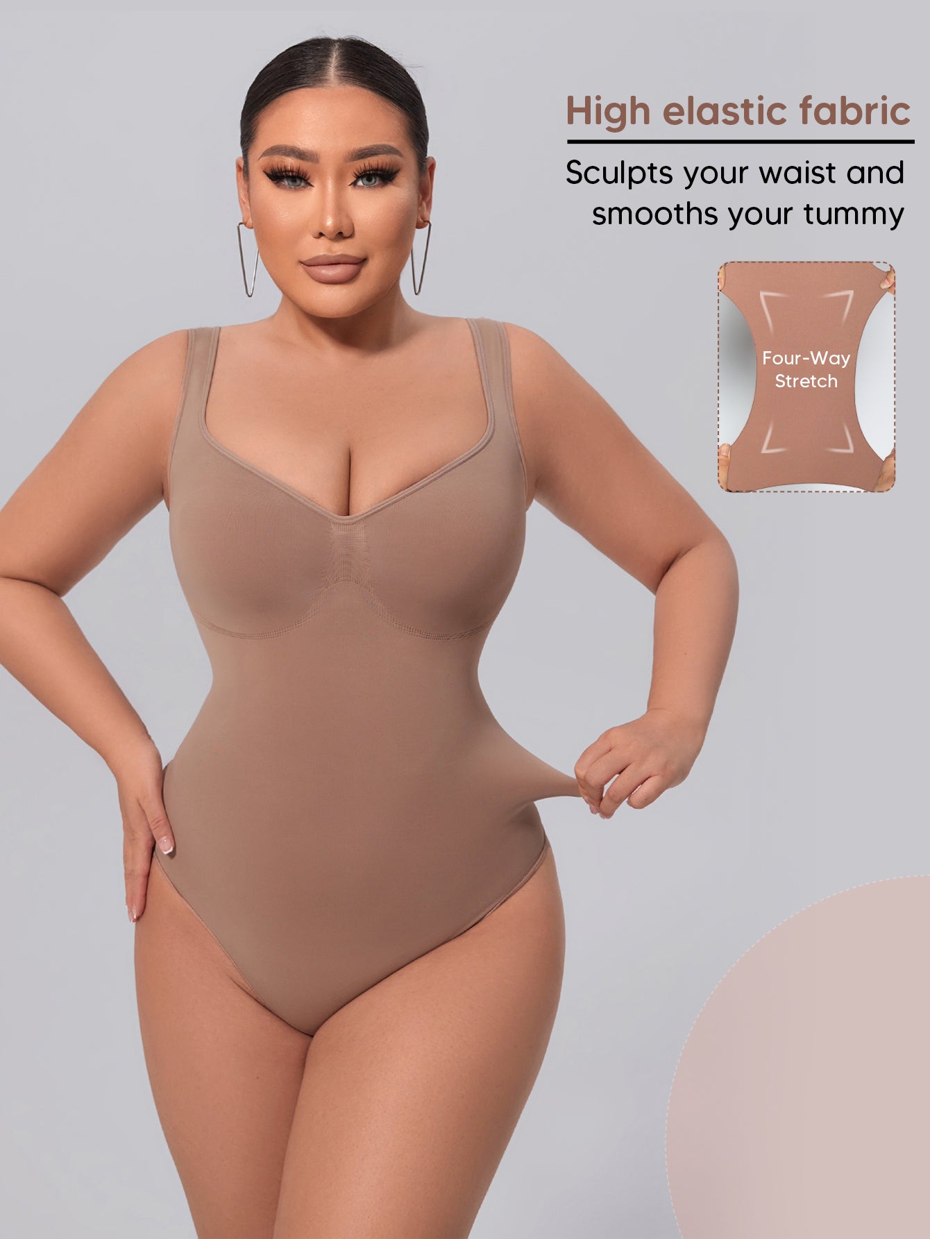 Shapewear Bodysuit for Women Tummy Control V-Neck Tank Top Thong Body Shaper