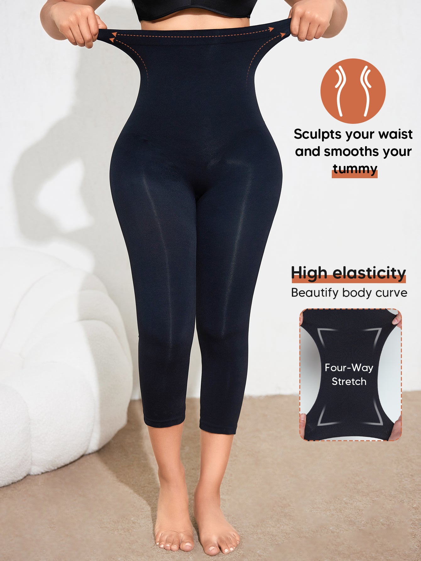 Seamless Tummy Control Compression Leggings Butt Lifting Stretchy Capri