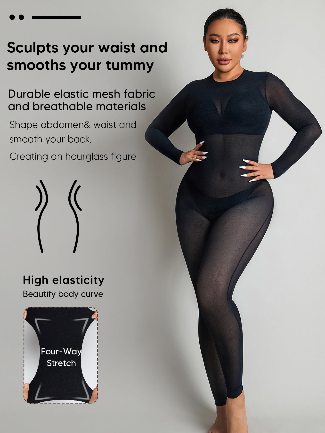Sexy Sheer See Through Mesh Zippered Jumpsuit For Women Bodycon Outfits