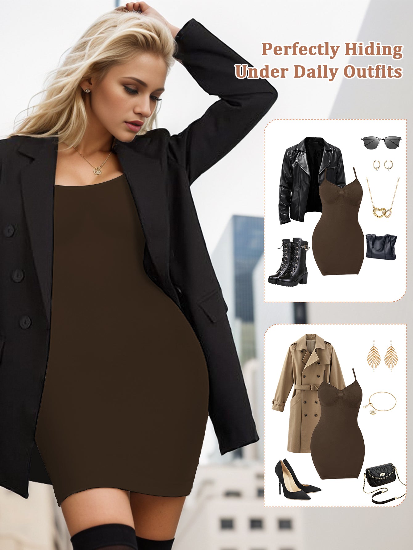 Low Back Women Body Shaper Sexy Backless Shapewear Dress With Adjustable Straps