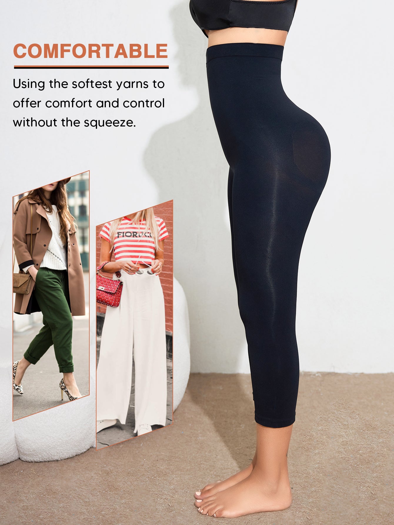 Seamless Tummy Control Compression Leggings Butt Lifting Stretchy Capri