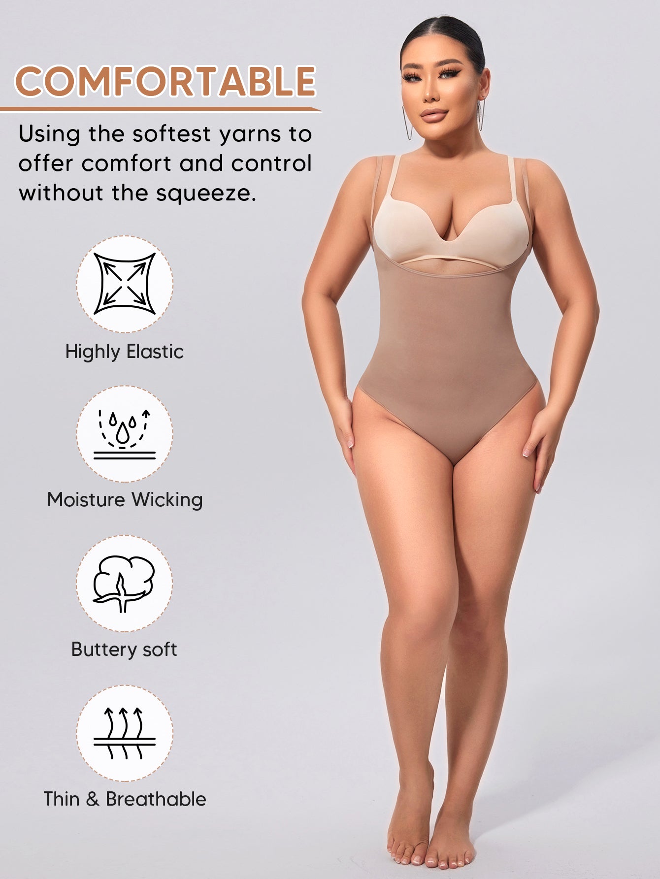 Thong Shapewear Bodysuit for Women Open Bust Sculpting Lifting Body Shaper