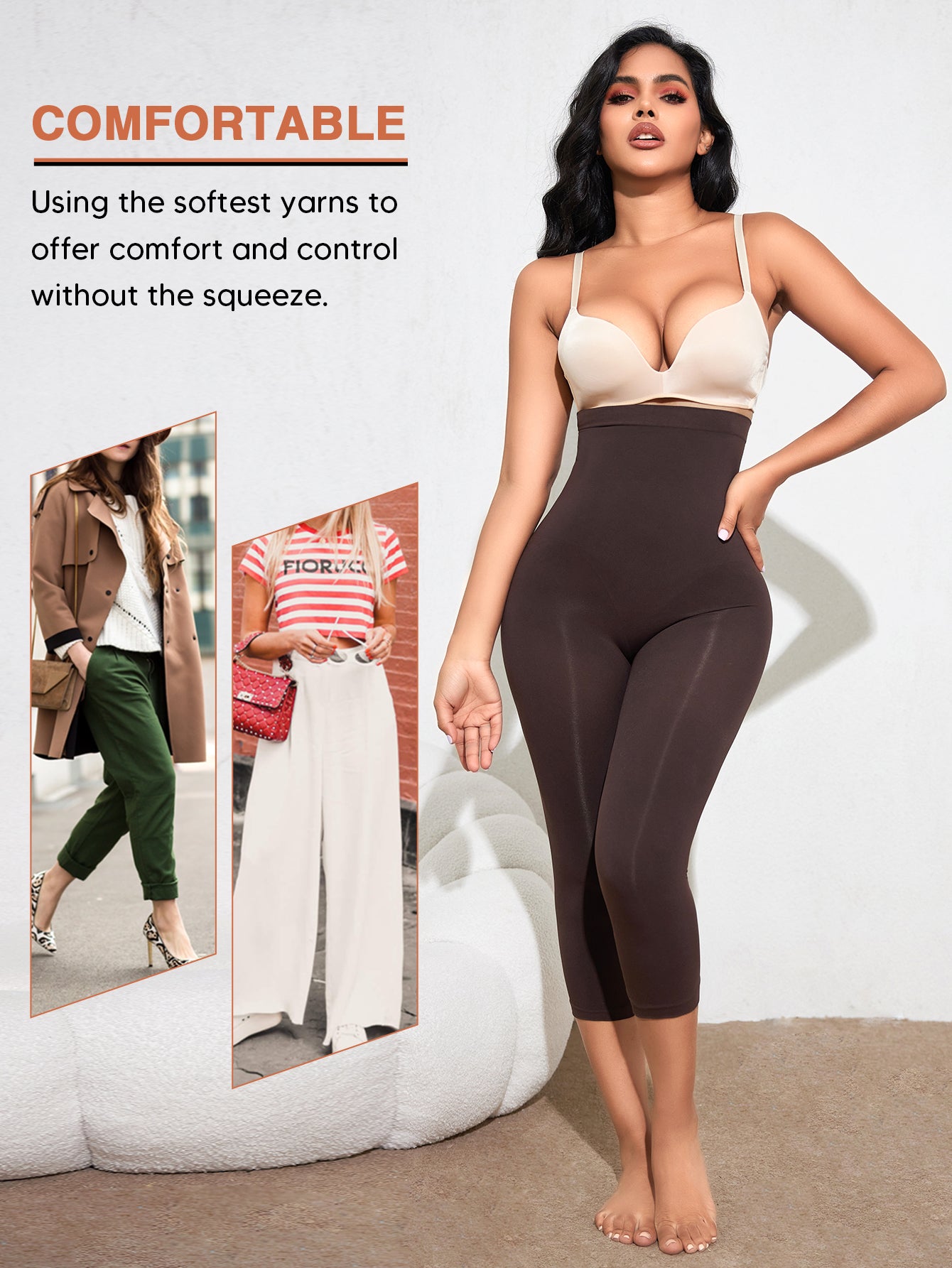 Seamless Tummy Control Compression Leggings Butt Lifting Stretchy Capri