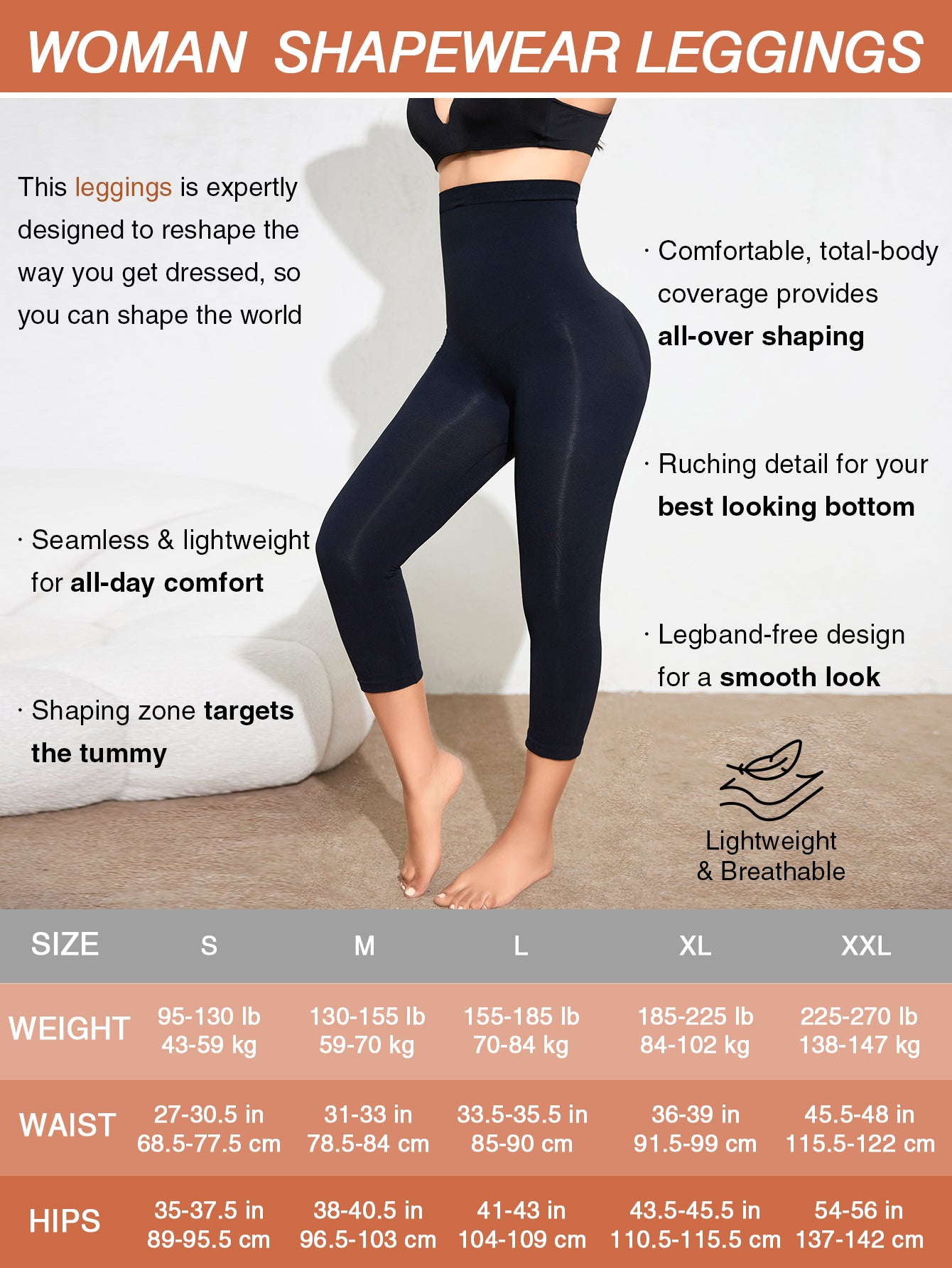 Seamless Tummy Control Compression Leggings Butt Lifting Stretchy Capri
