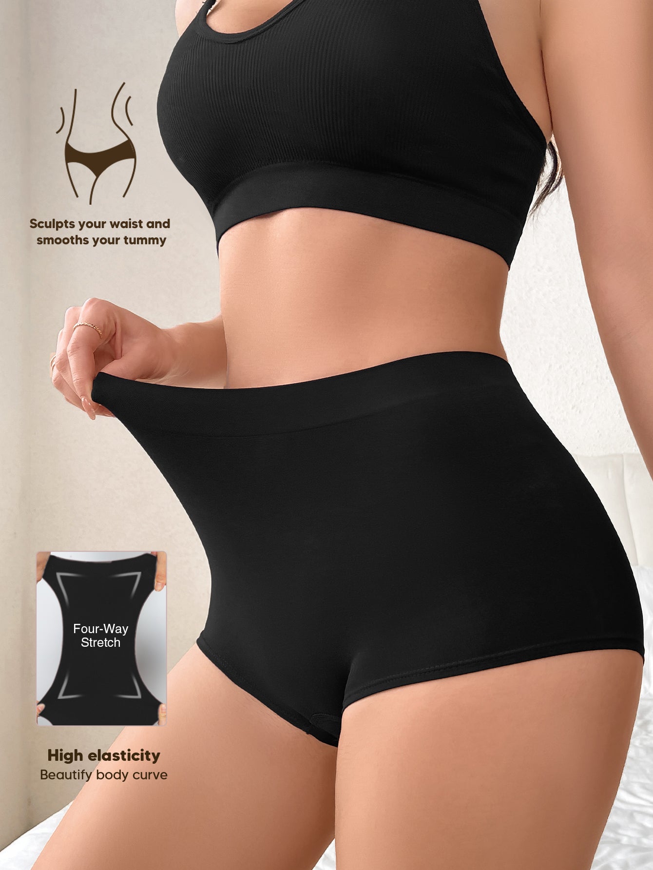 Basic Layers Mid-Rise Shaping Brief Breathable Panties Classic Underwear for Women