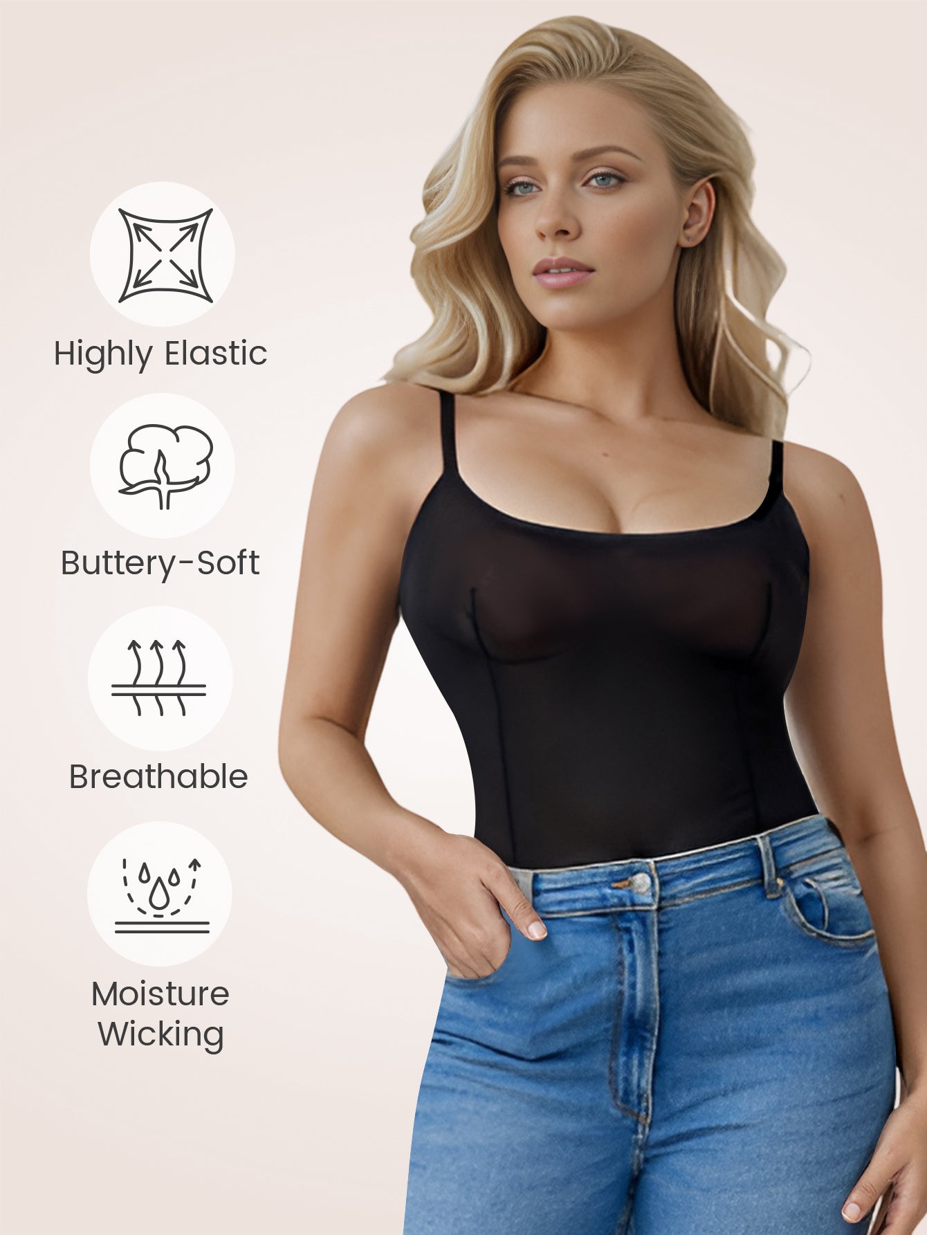 Backless Shapewear Bodysuit Thong Light Compression Sleeveless Body shaper