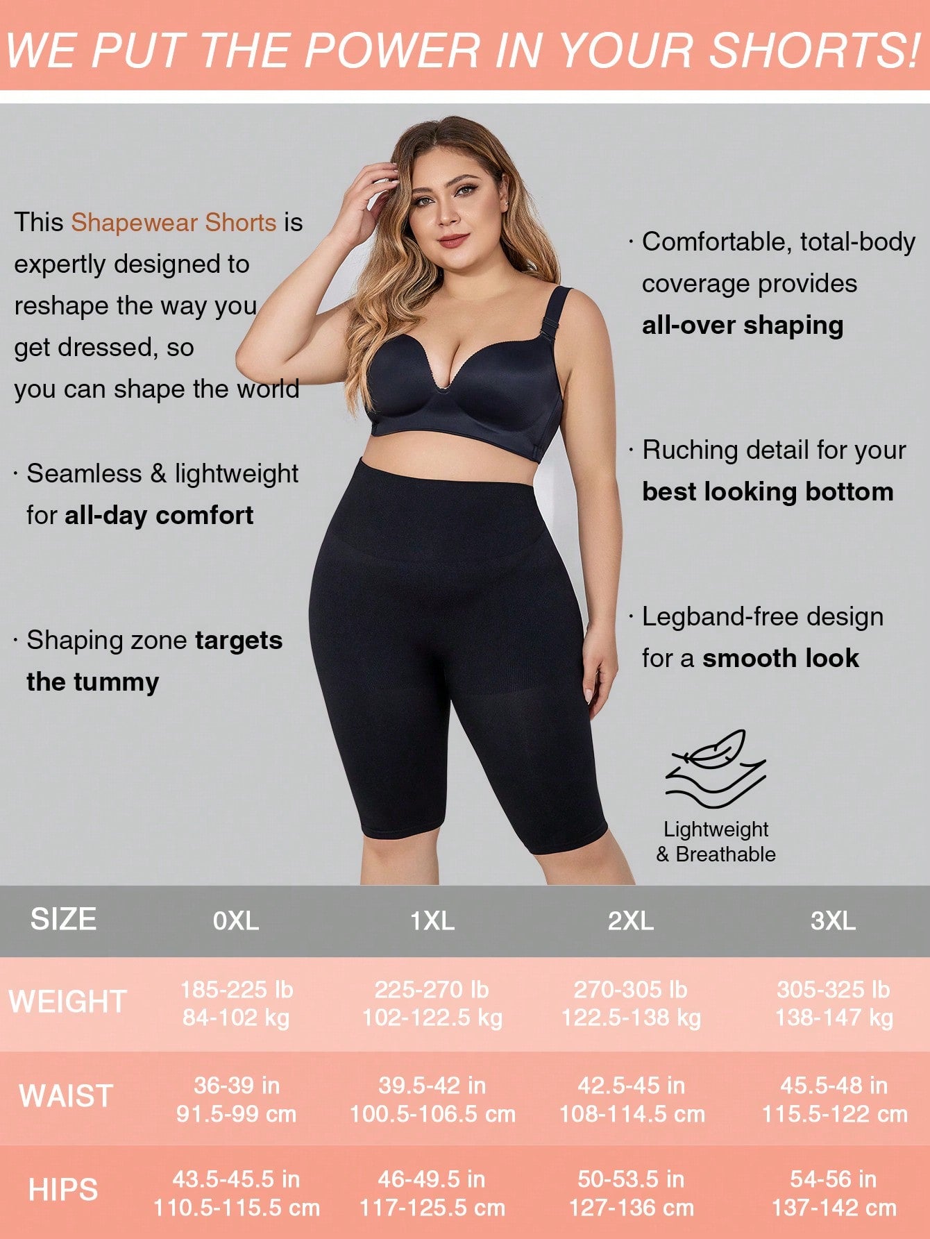Tummy control 3 in 1 Seamless Mid-Thigh Shapewear Shorts For Plus Size
