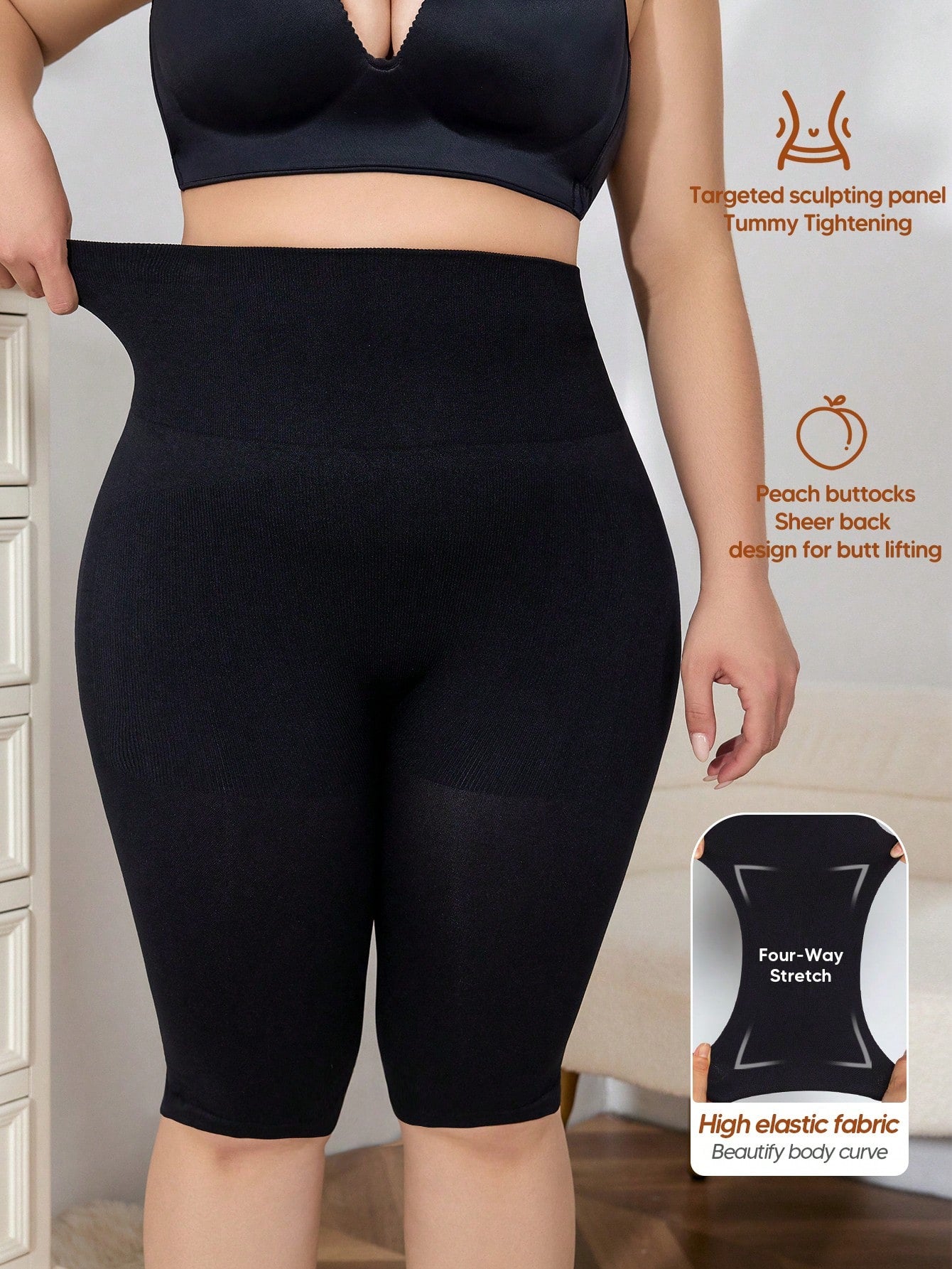 Tummy control 3 in 1 Seamless Mid-Thigh Shapewear Shorts For Plus Size