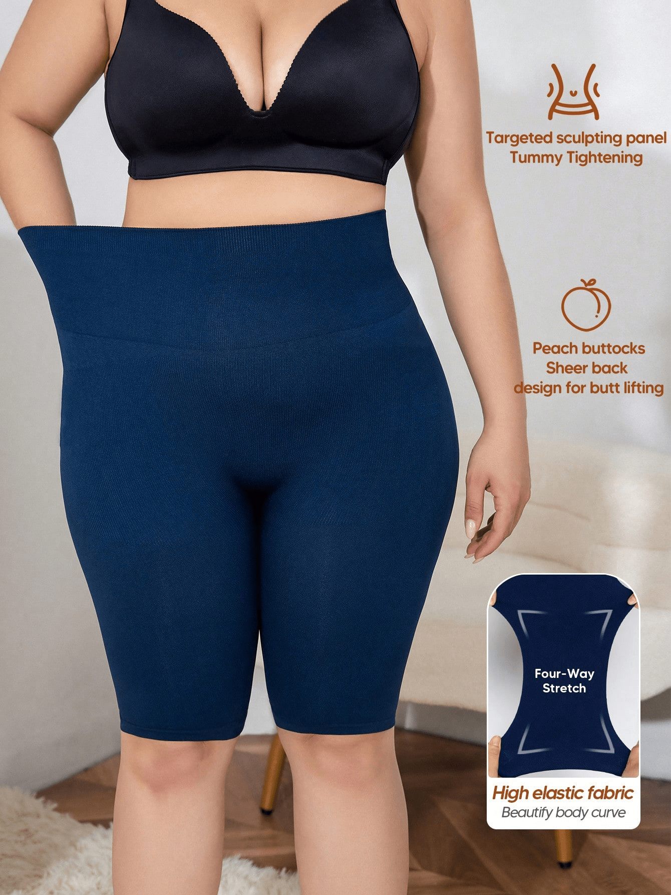 Tummy control 3 in 1 Seamless Mid-Thigh Shapewear Shorts For Plus Size