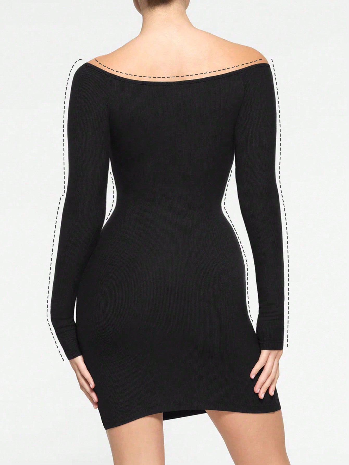 Women's Basic Off Shoulder Long Sleeve Bodycon Short Dress