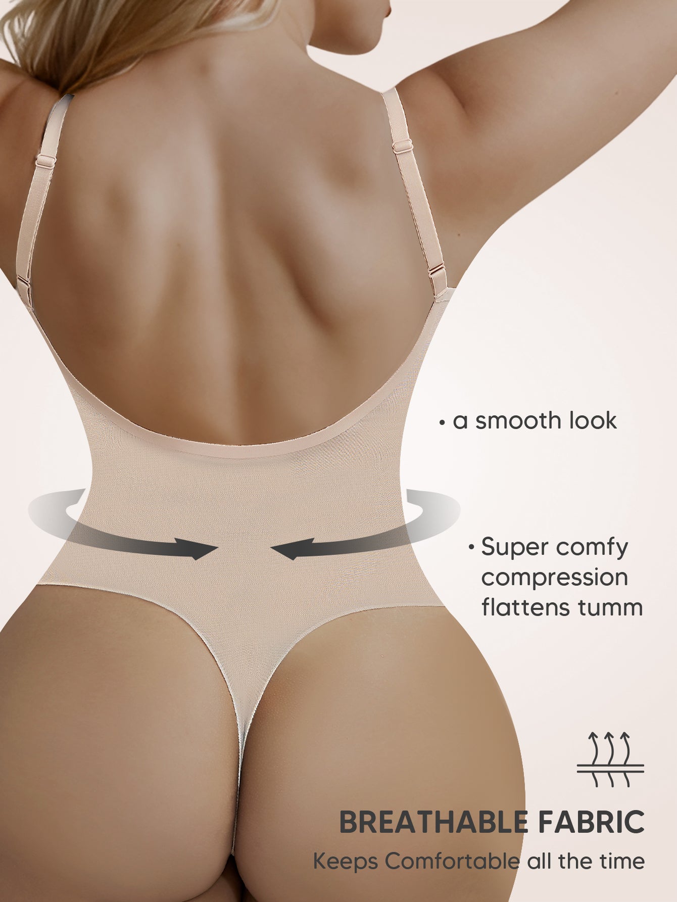 Backless Shapewear Bodysuit Thong Light Compression Sleeveless Body shaper