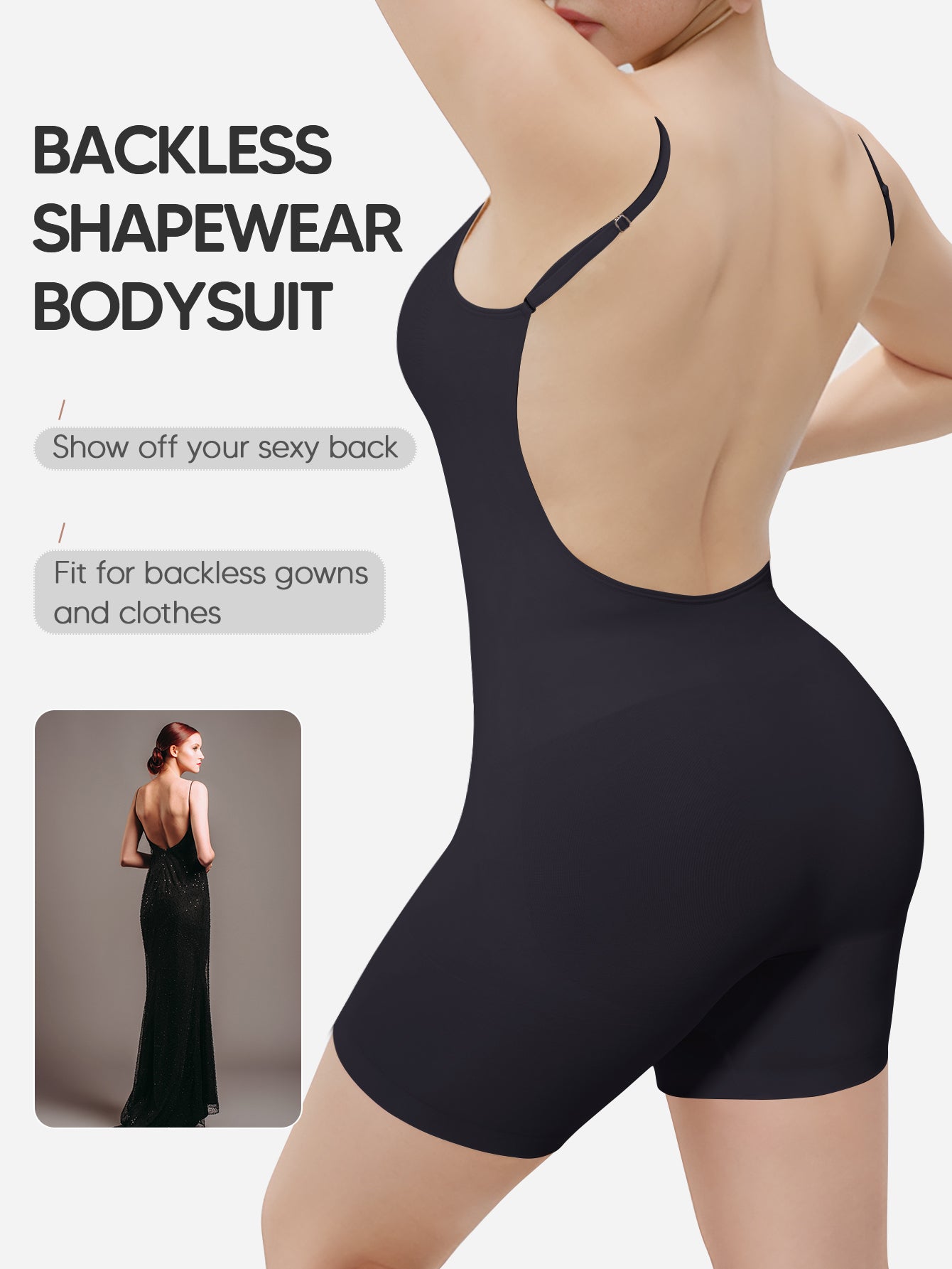 Backless Shapewear Bodysuit Shorts Sleeveless Women Body Shaper Under Dress