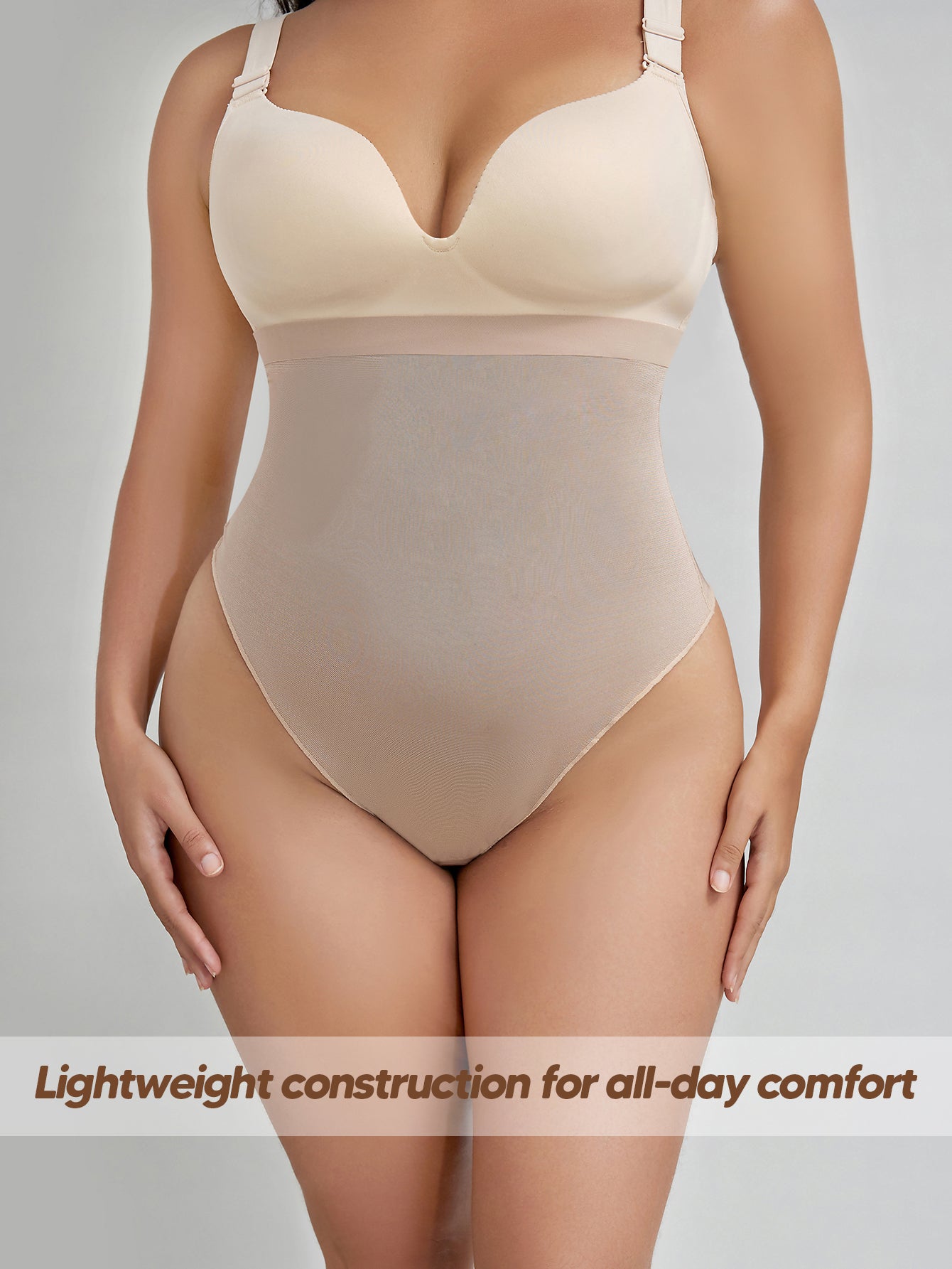 High Waist Comfort Slimming Thong Underwear Breathable Everyday Shaping Thong