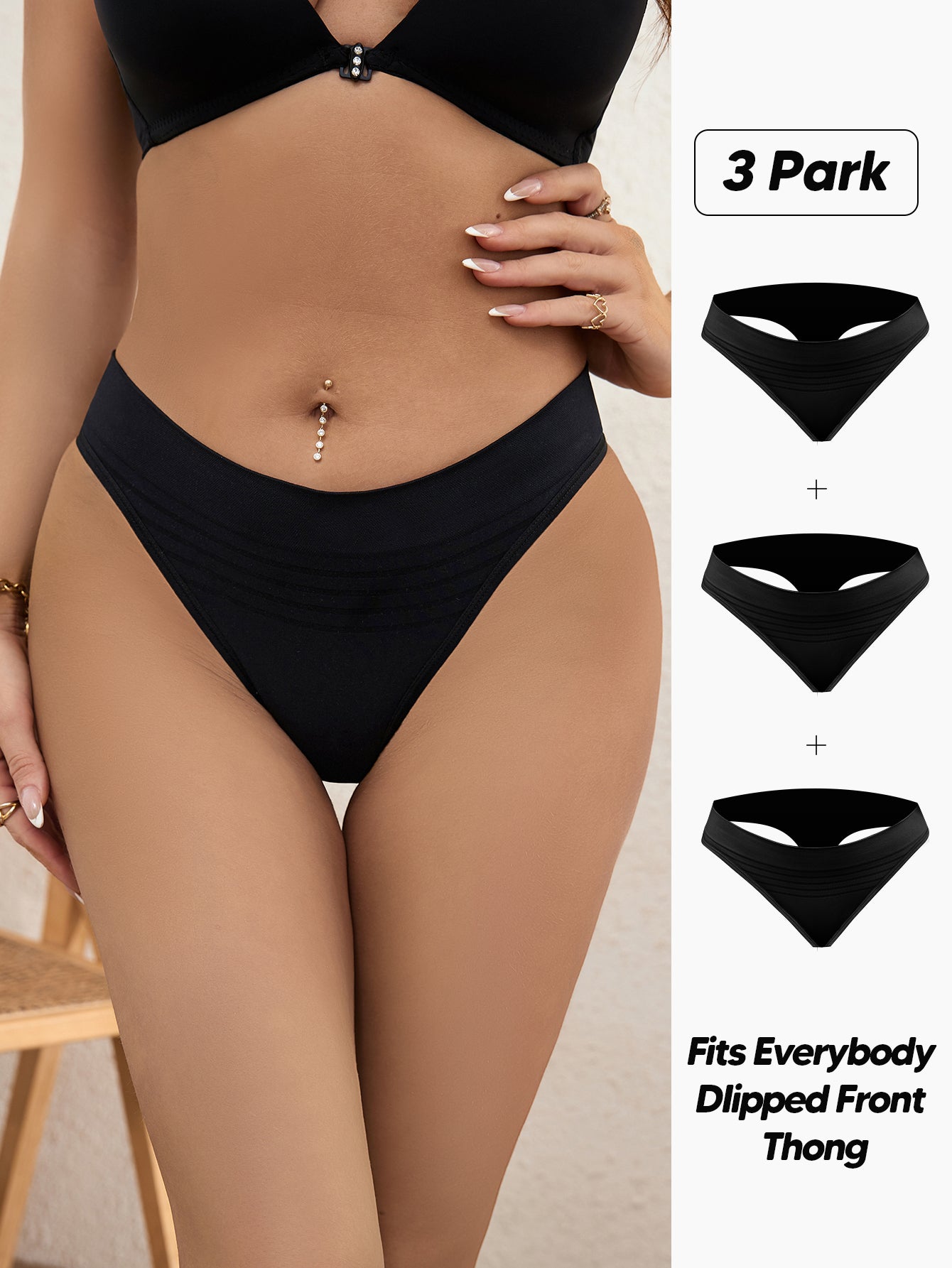 Seamless Thongs for Women Sexy No Show Panties InvisiblLadies Underwear 3 Pack
