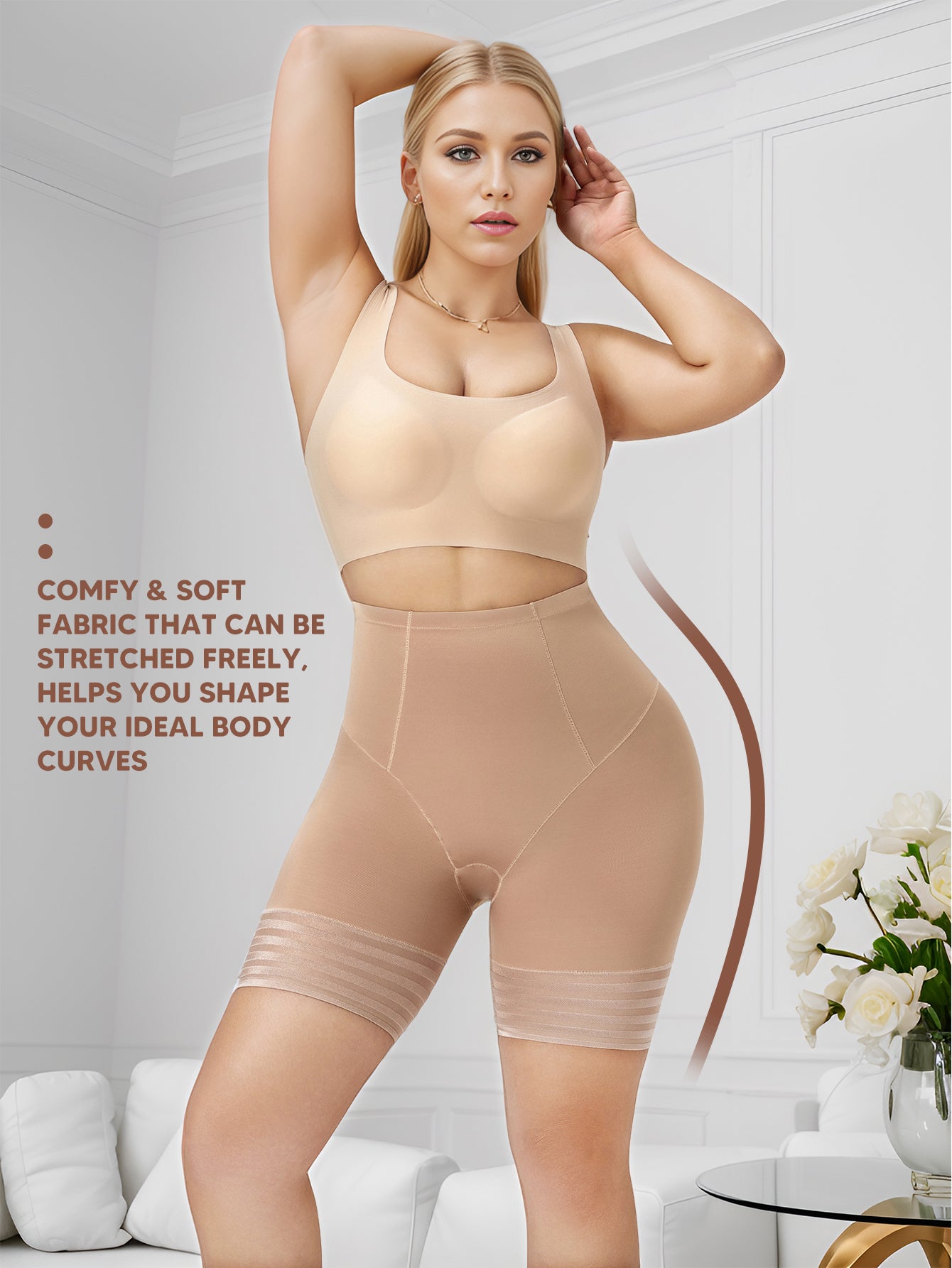 MUEE Waist Cincher Shapewear Shorts Body Shaper Shorts Girdles Thigh Slimmer