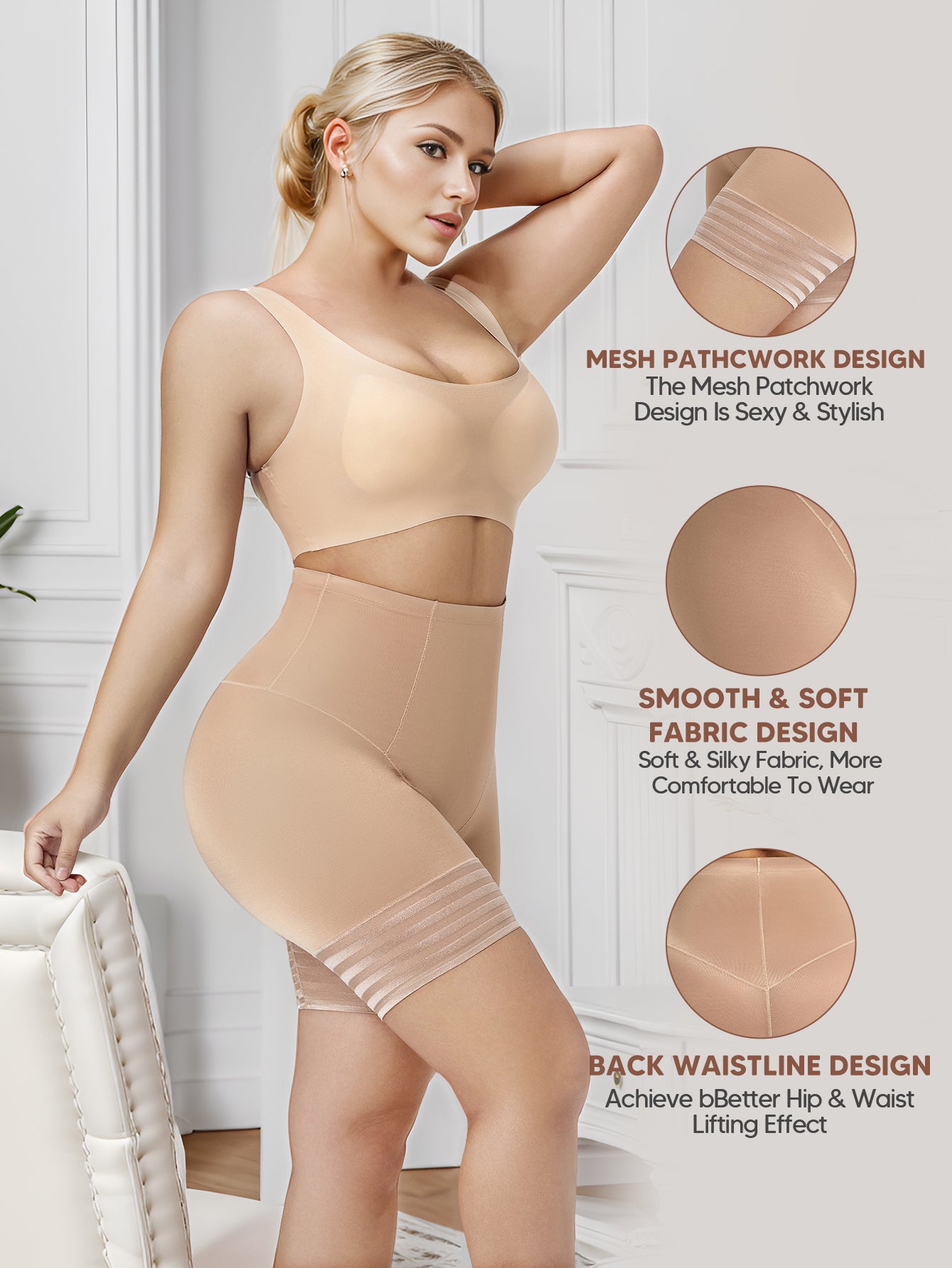 MUEE Waist Cincher Shapewear Shorts Body Shaper Shorts Girdles Thigh Slimmer