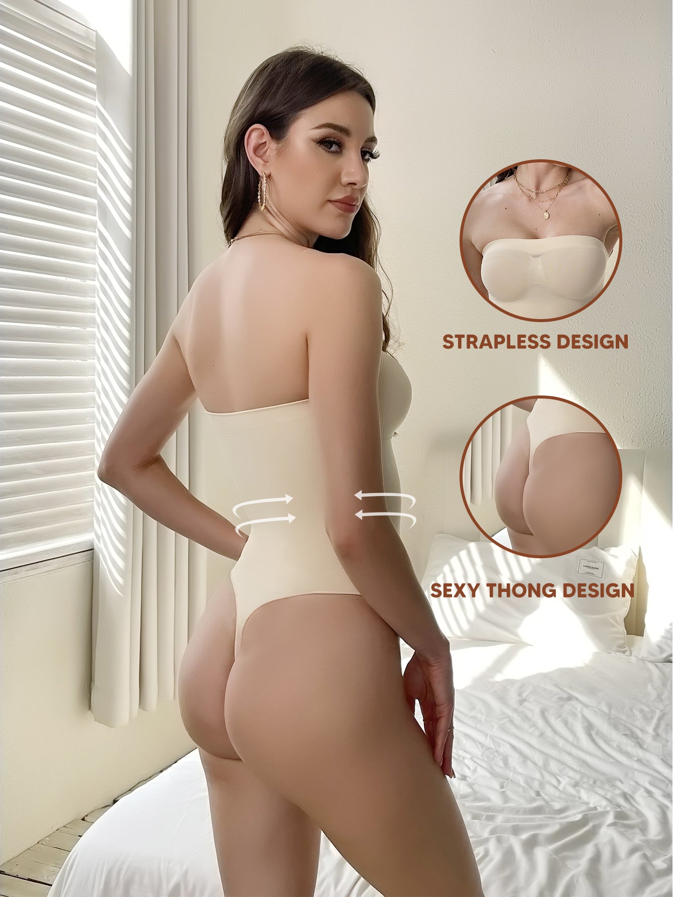 Strapless Thong Bodysuit Shapewear Seamless Sculpting Thong Body Shaper