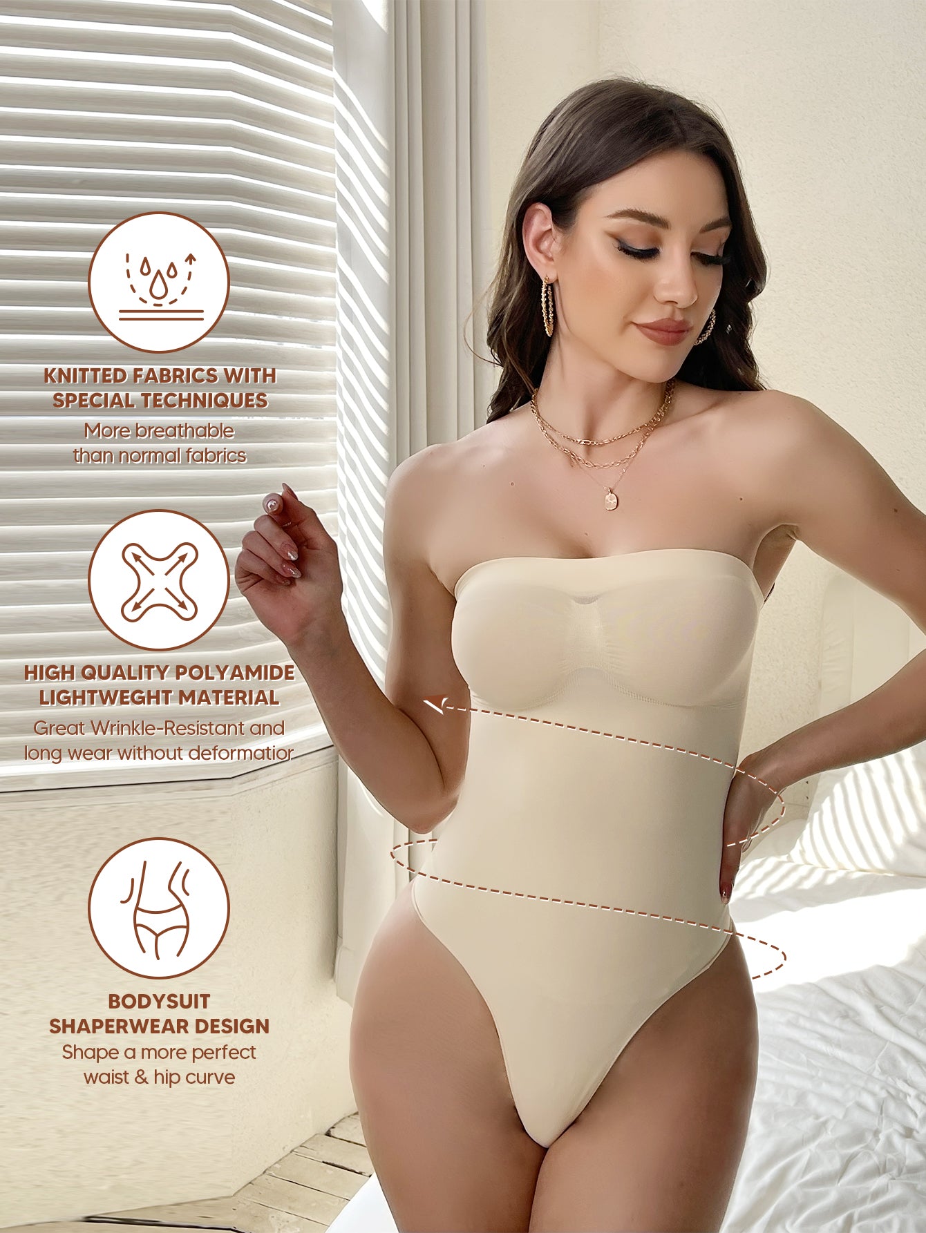 Strapless Thong Bodysuit Shapewear Seamless Sculpting Thong Body Shaper