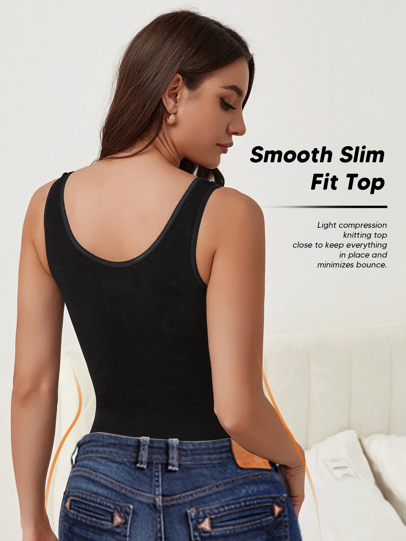 Essentials Women's Slim-Fit Tank Tops Seamless Compression Body Shaper Camisole