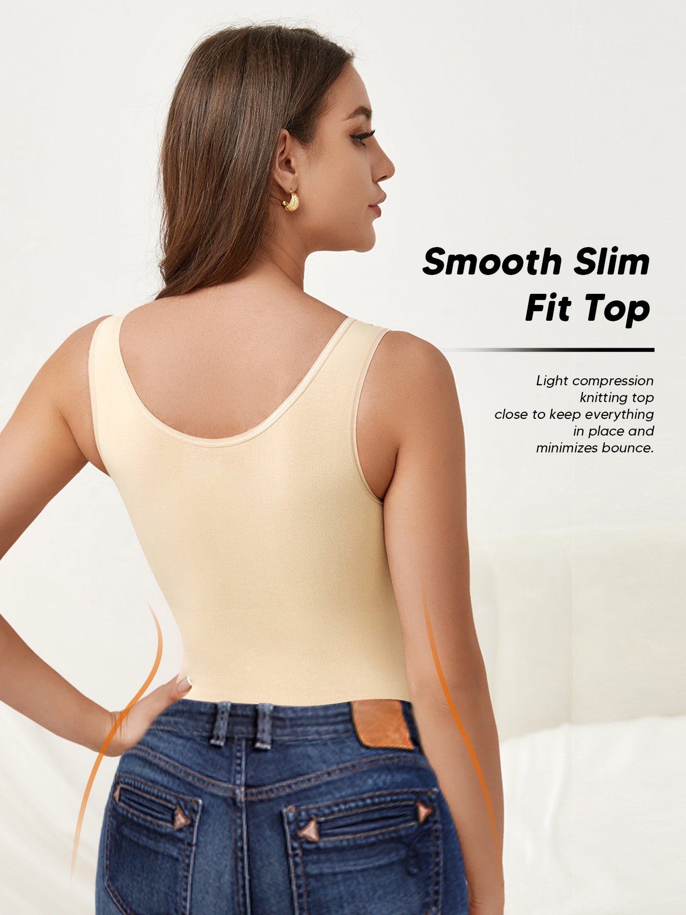 Essentials Women's Slim-Fit Tank Tops Seamless Compression Body Shaper Camisole