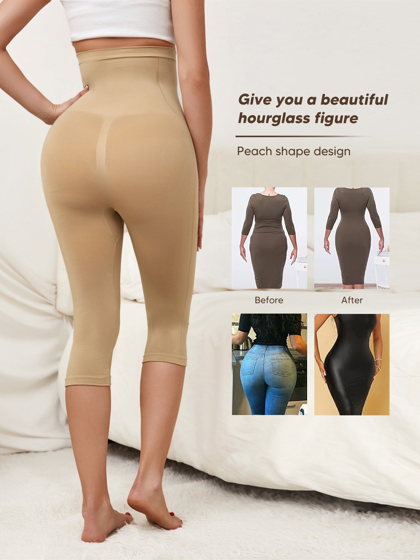 Capri Leggings for Women Tummy Control Seamless Shapewear Thigh Slimmer