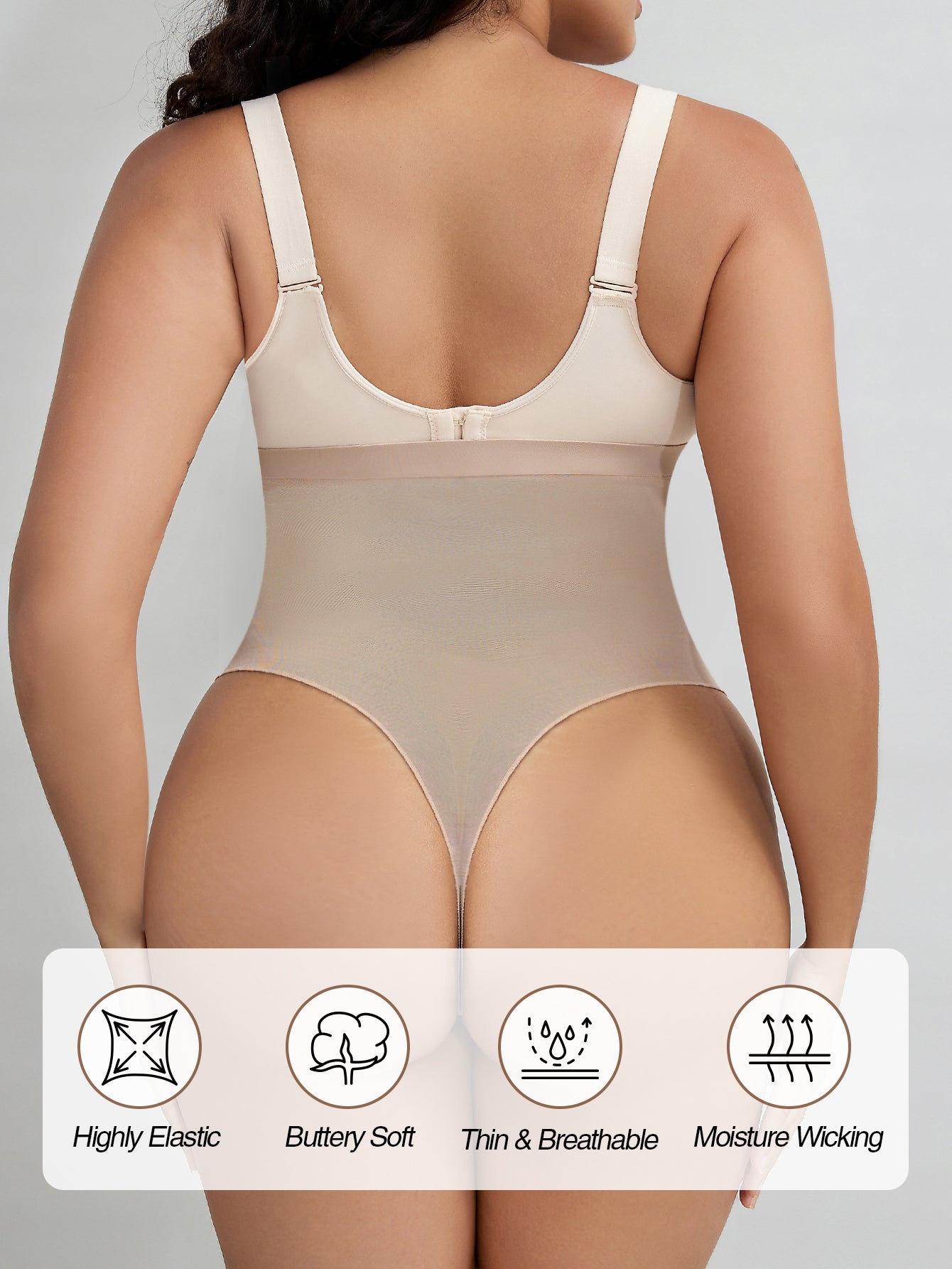 High Waist Comfort Slimming Thong Underwear Breathable Everyday Shaping Thong
