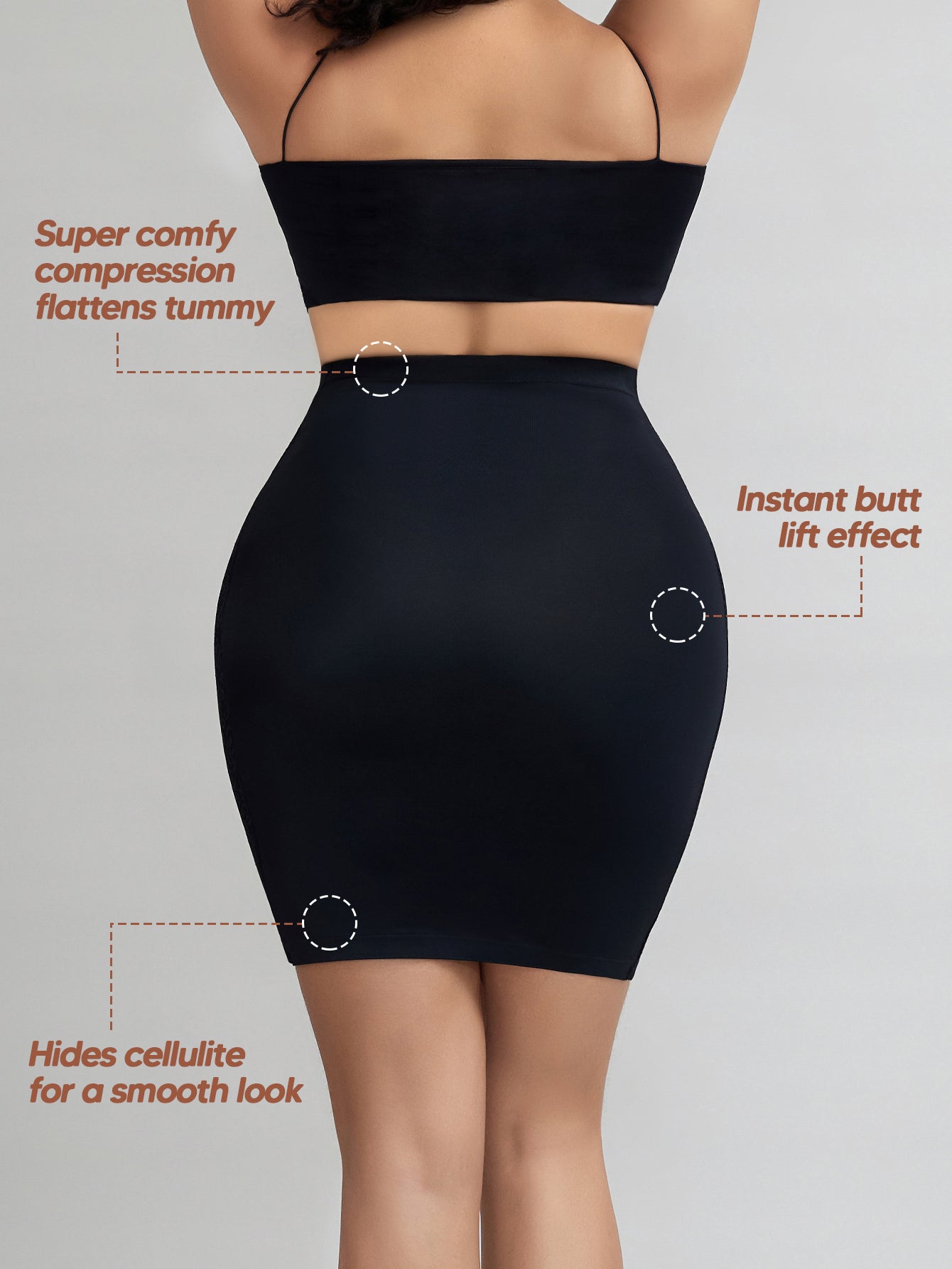 Shapewear Skirt Slip for Under Dresses Lace Half Slip Tummy Control Body Shaper