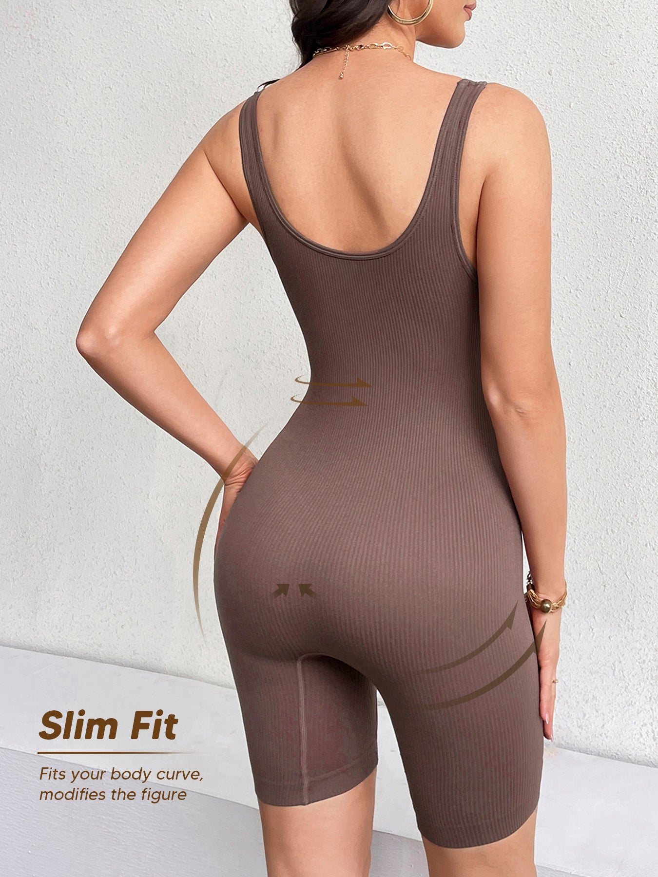 Women's Jumpsuits Seamless Ribbed One Piece Yoga Workout Tank Top Shorts