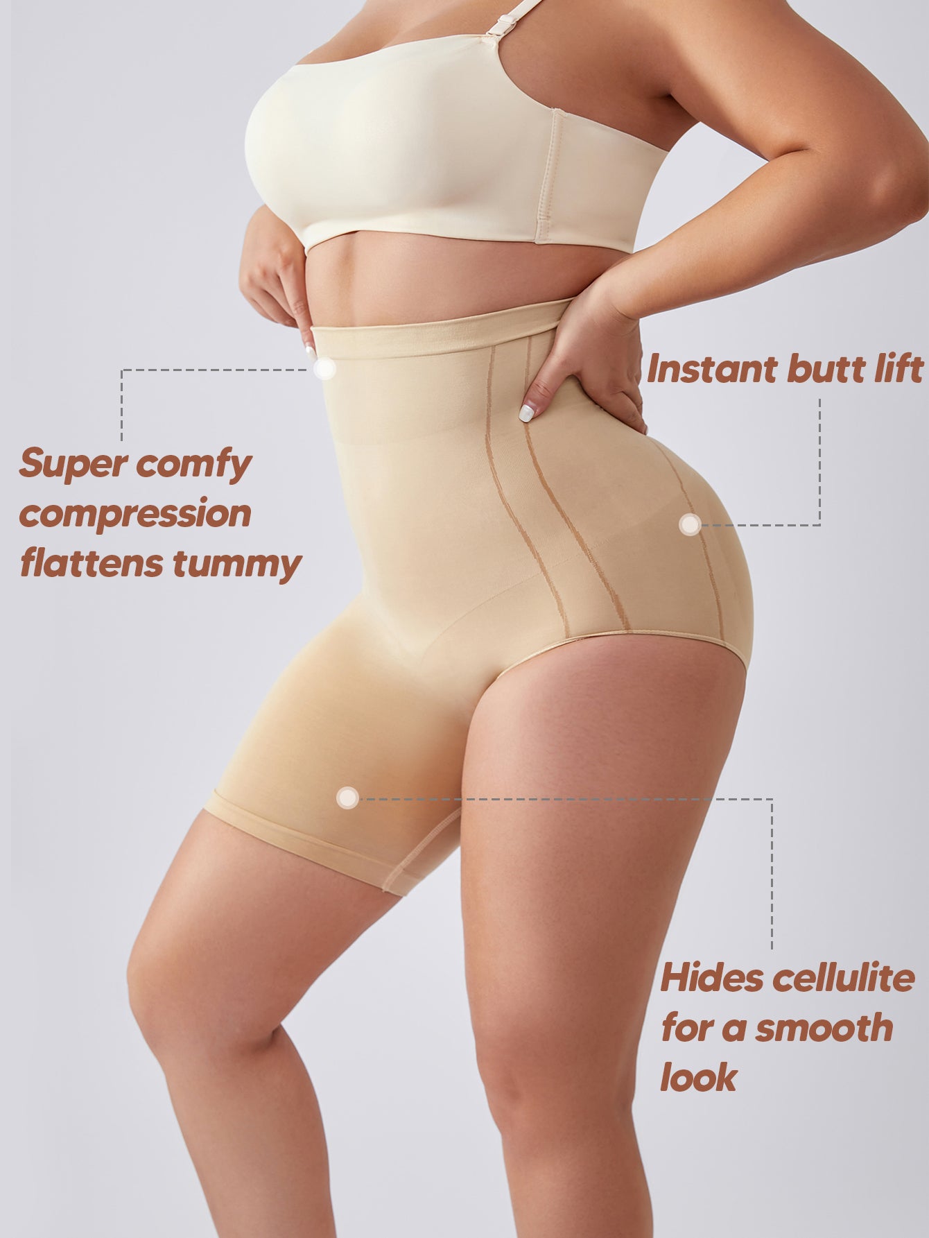 High Waisted Shapewear Shorts With Left Leg Exposed Solution For Under Dressed