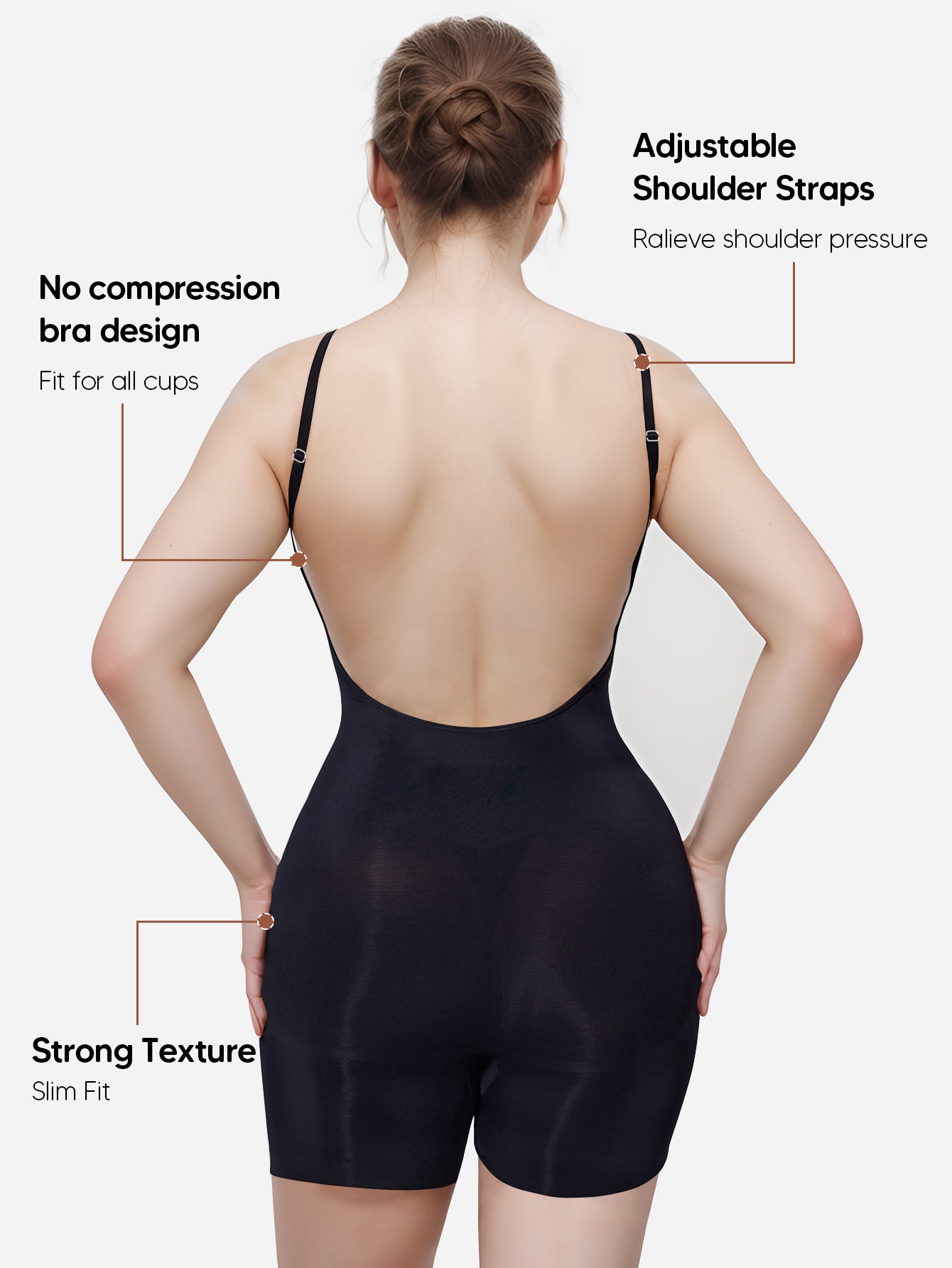 Backless Shapewear Bodysuit Shorts Sleeveless Women Body Shaper Under Dress