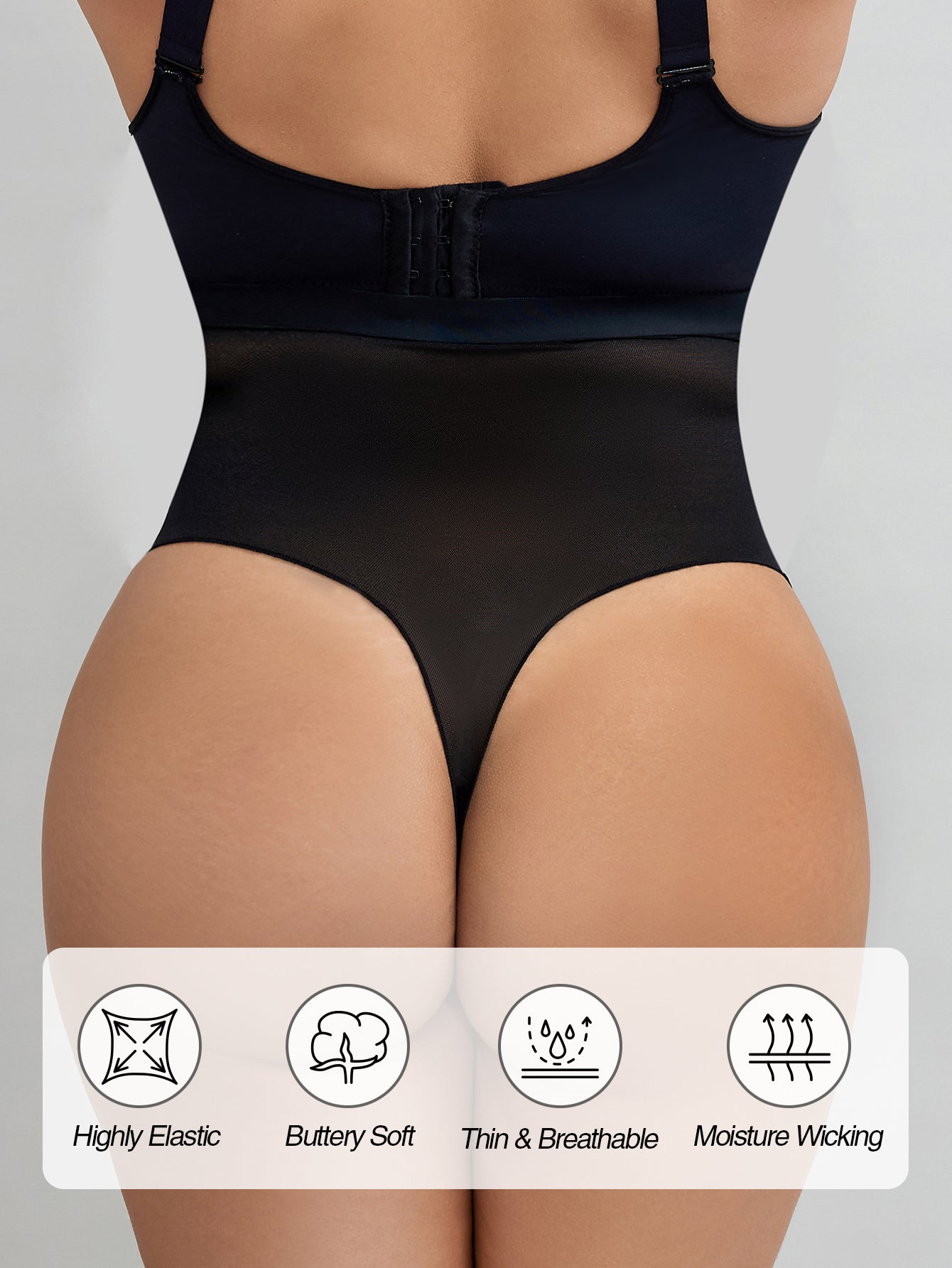 High Waist Comfort Slimming Thong Underwear Breathable Everyday Shaping Thong
