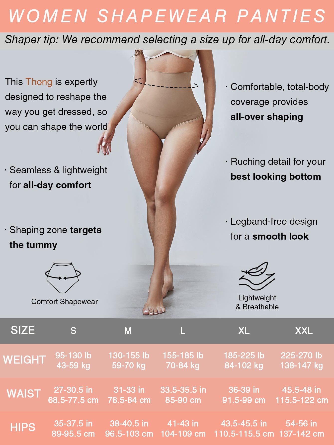 Tummy Control Thong Shapewear for Women Shaping Underwear Seamless Panties Girdle