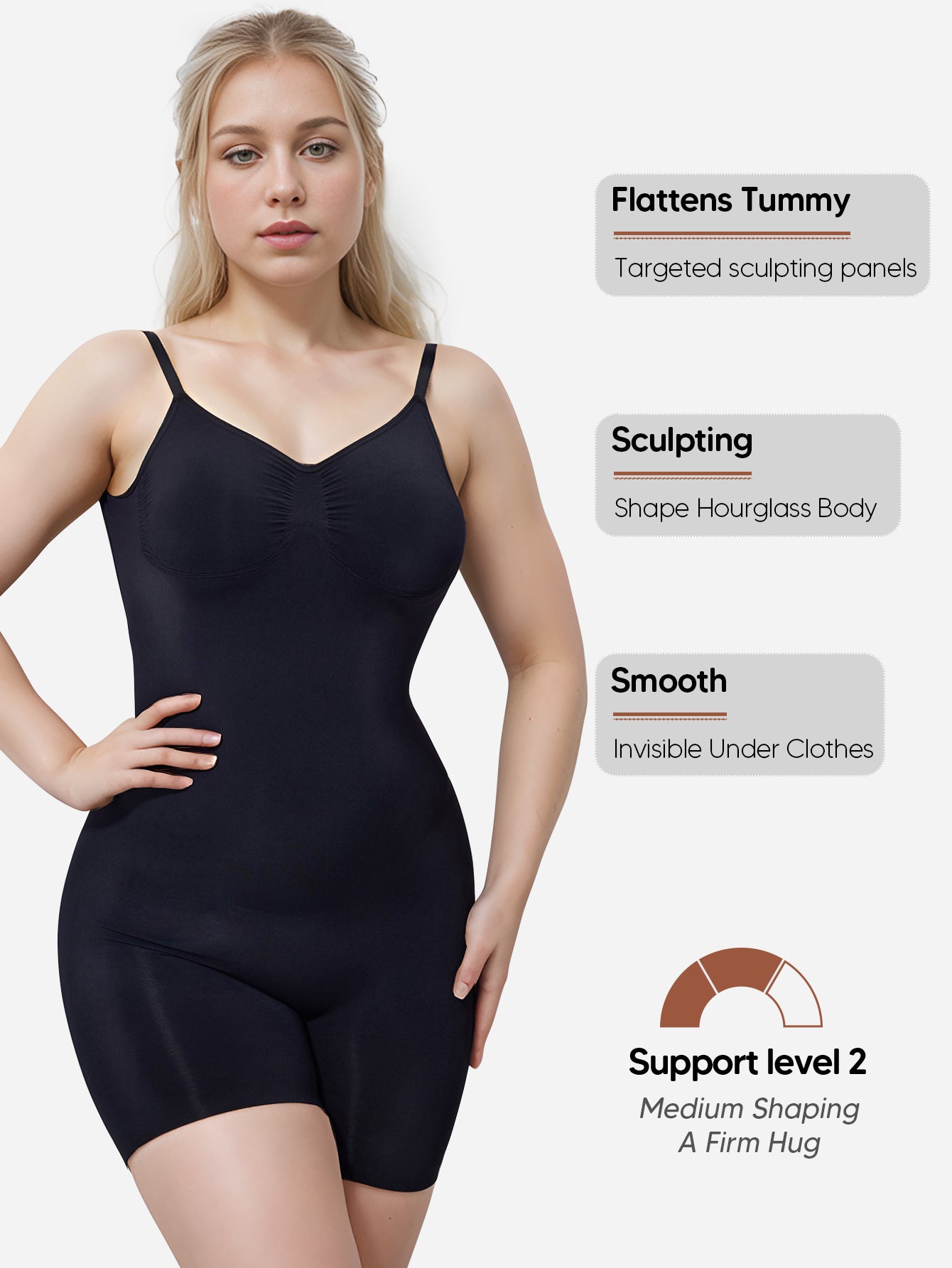 Backless Shapewear Bodysuit Shorts Sleeveless Women Body Shaper Under Dress