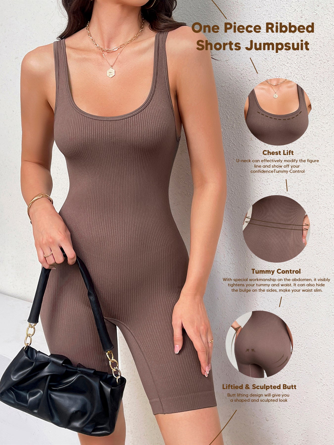 Women's Jumpsuits Seamless Ribbed One Piece Yoga Workout Tank Top Shorts