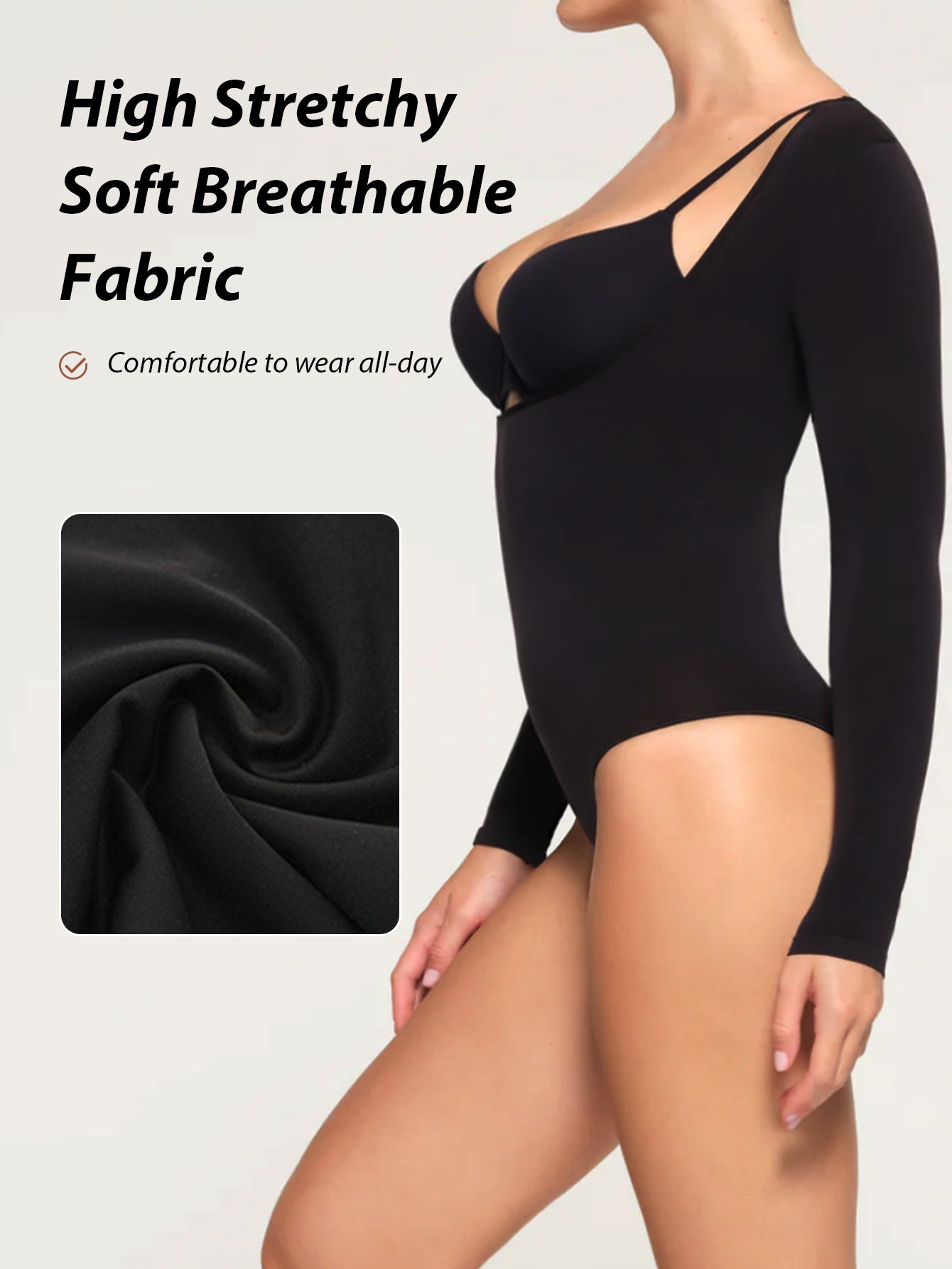 Open Bust Shapewear Bodysuit Shirt Arm Slimmer Long Sleeve Compression Top