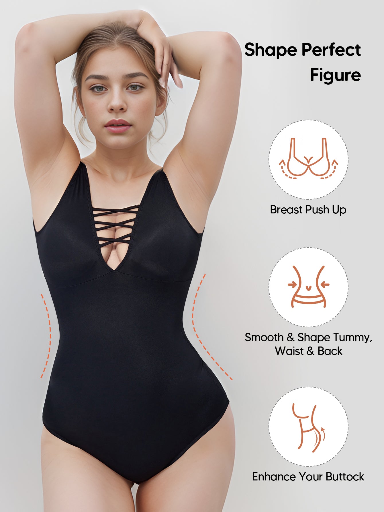 Women Trendy Sleeveless Bodysuit Full Body Shaper Going Out Tank Top Body Suit