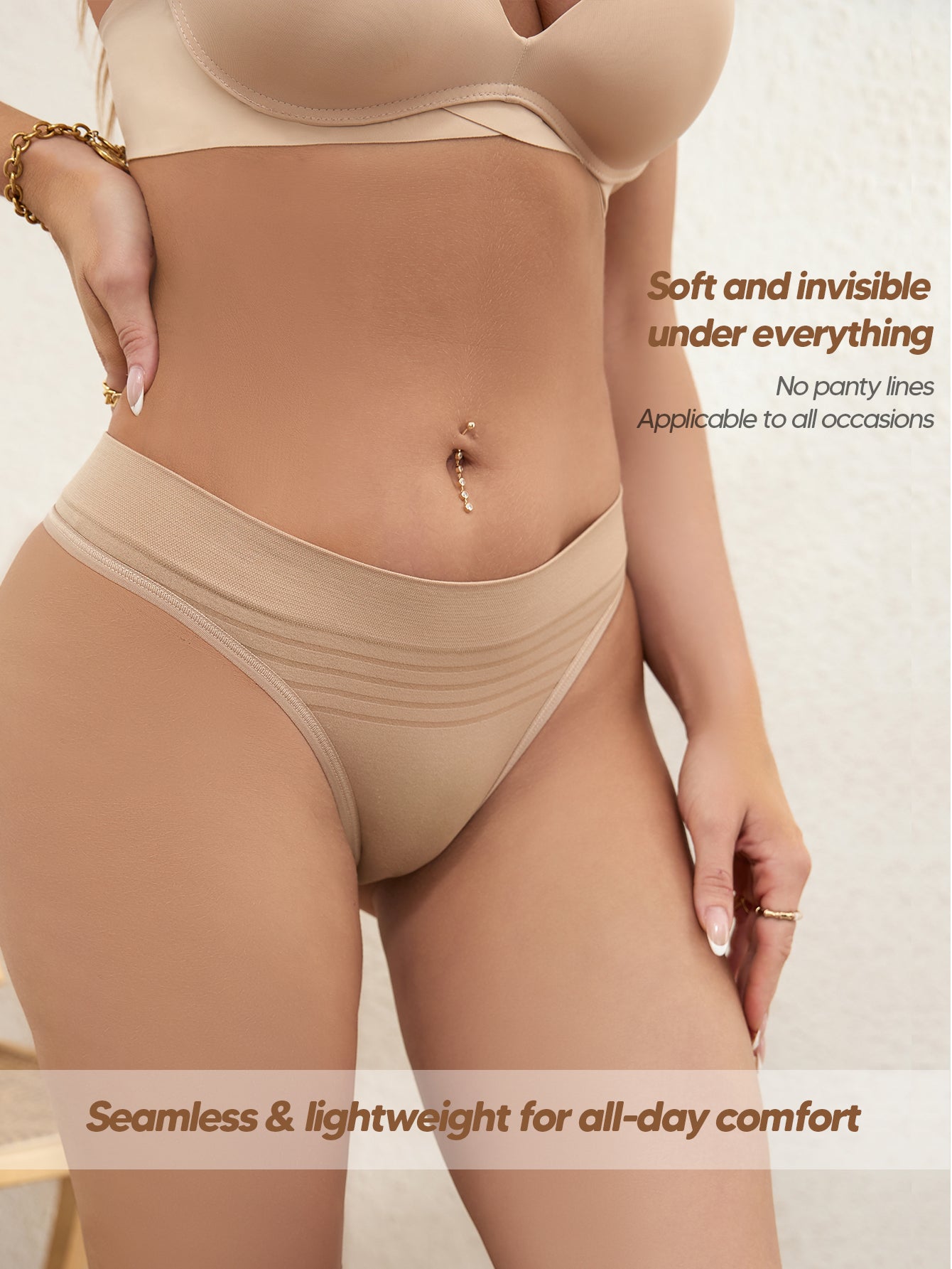 Seamless Thongs for Women Sexy No Show Panties InvisiblLadies Underwear 3 Pack