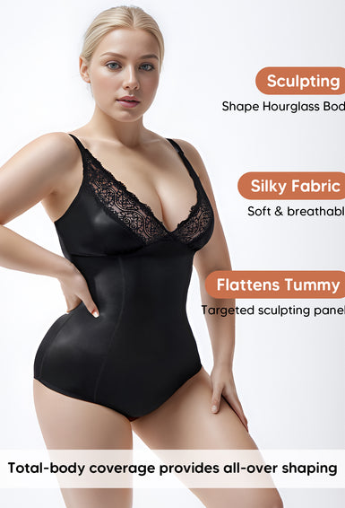 One Piece Body Shaper Lingerie Deep V Neck Tummy Control Sexy Lace Bodysuit