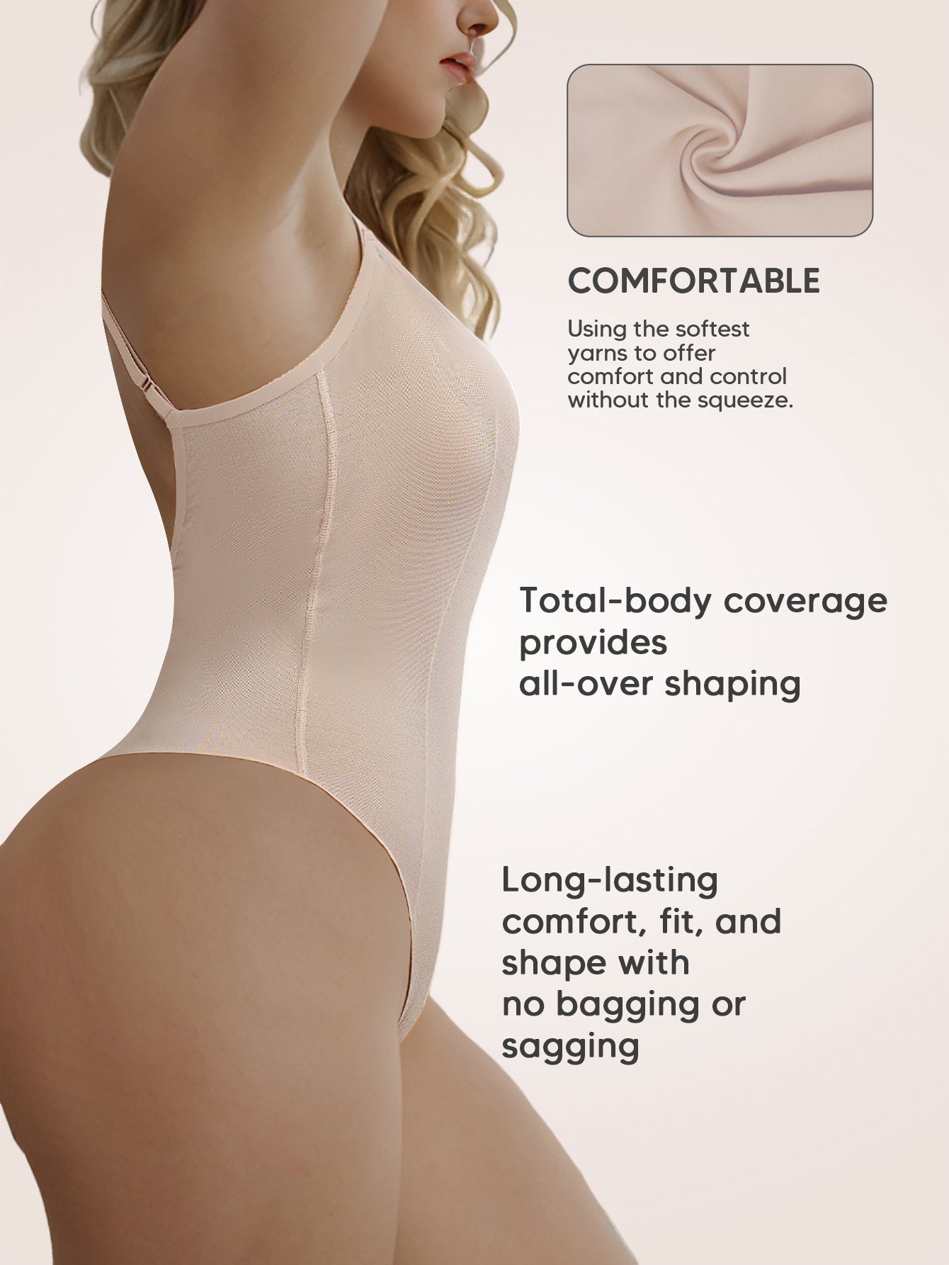 Backless Shapewear Bodysuit Thong Light Compression Sleeveless Body shaper
