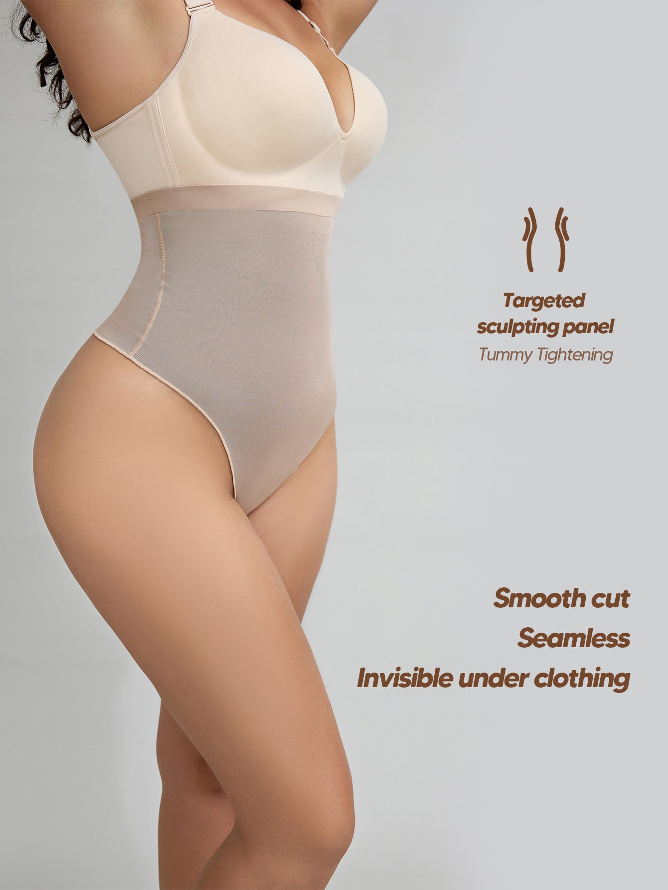 High Waist Comfort Slimming Thong Underwear Breathable Everyday Shaping Thong