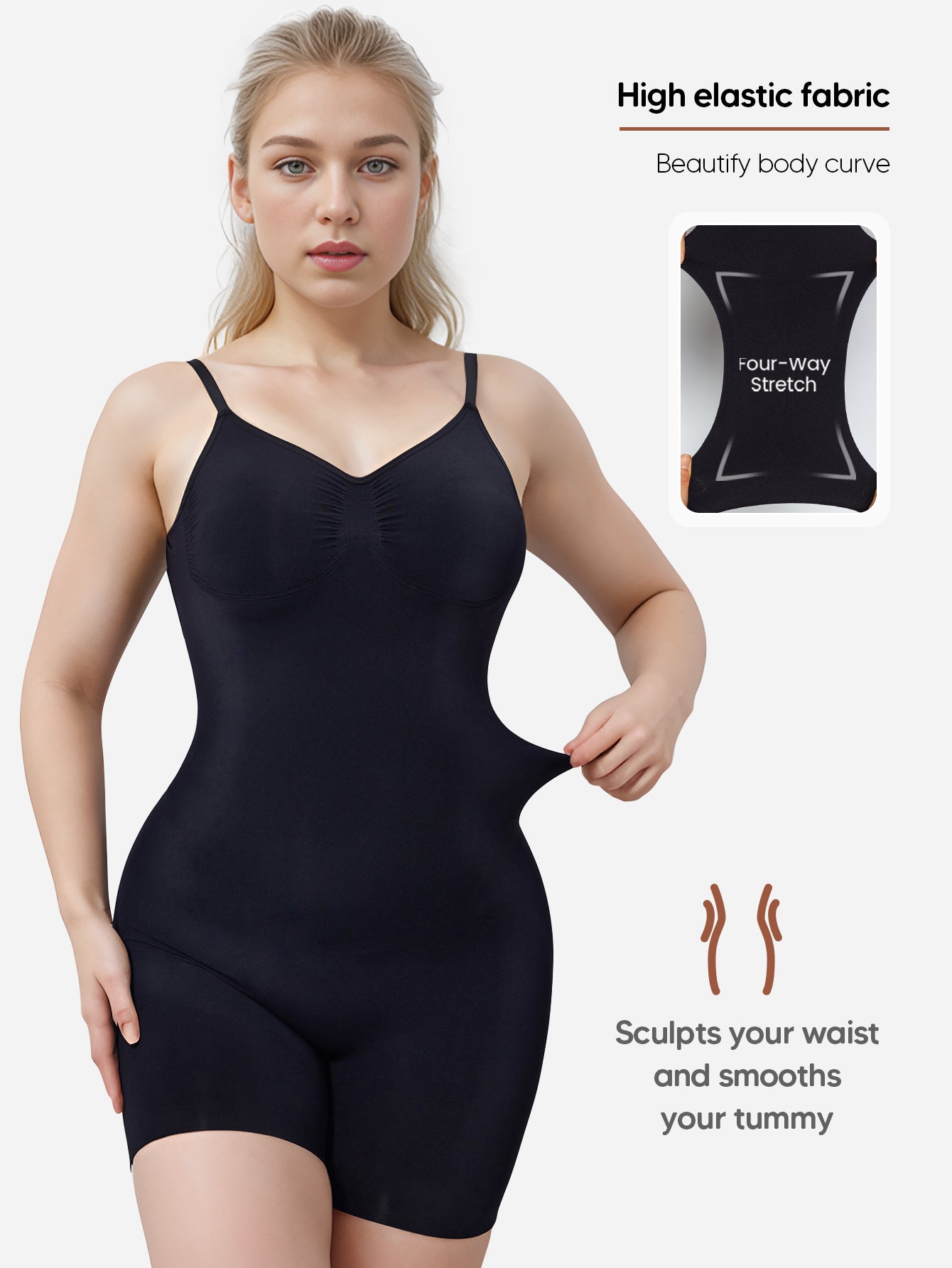 Backless Shapewear Bodysuit Shorts Sleeveless Women Body Shaper Under Dress