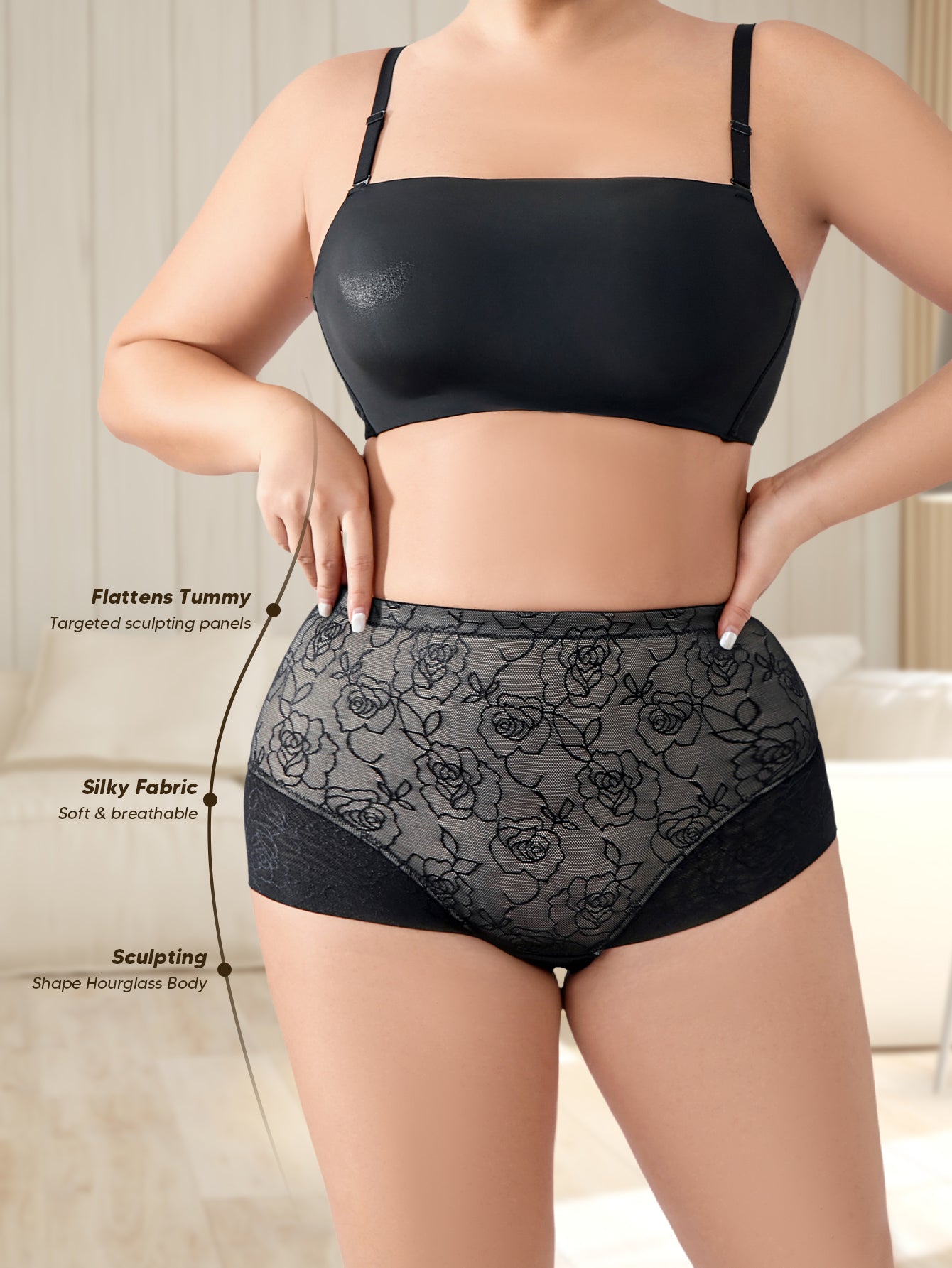 Tummy Control Underwear Shapewear for Women Light Control Brief with Lace Fajas