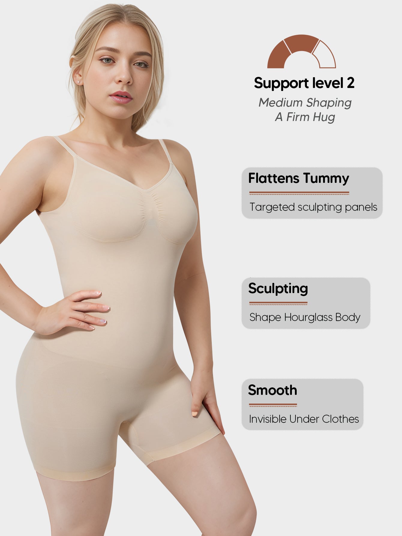 Backless Shapewear Bodysuit Shorts Sleeveless Women Body Shaper Under Dress