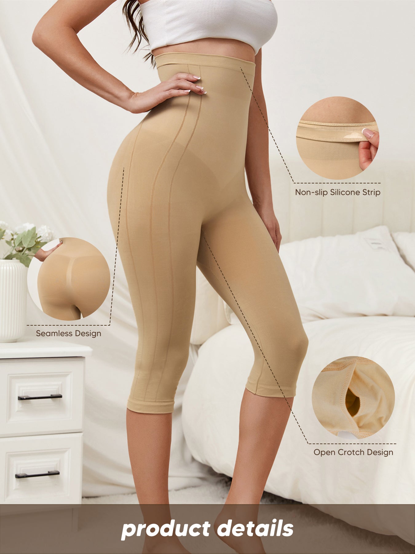Capri Leggings for Women Tummy Control Seamless Shapewear Thigh Slimmer